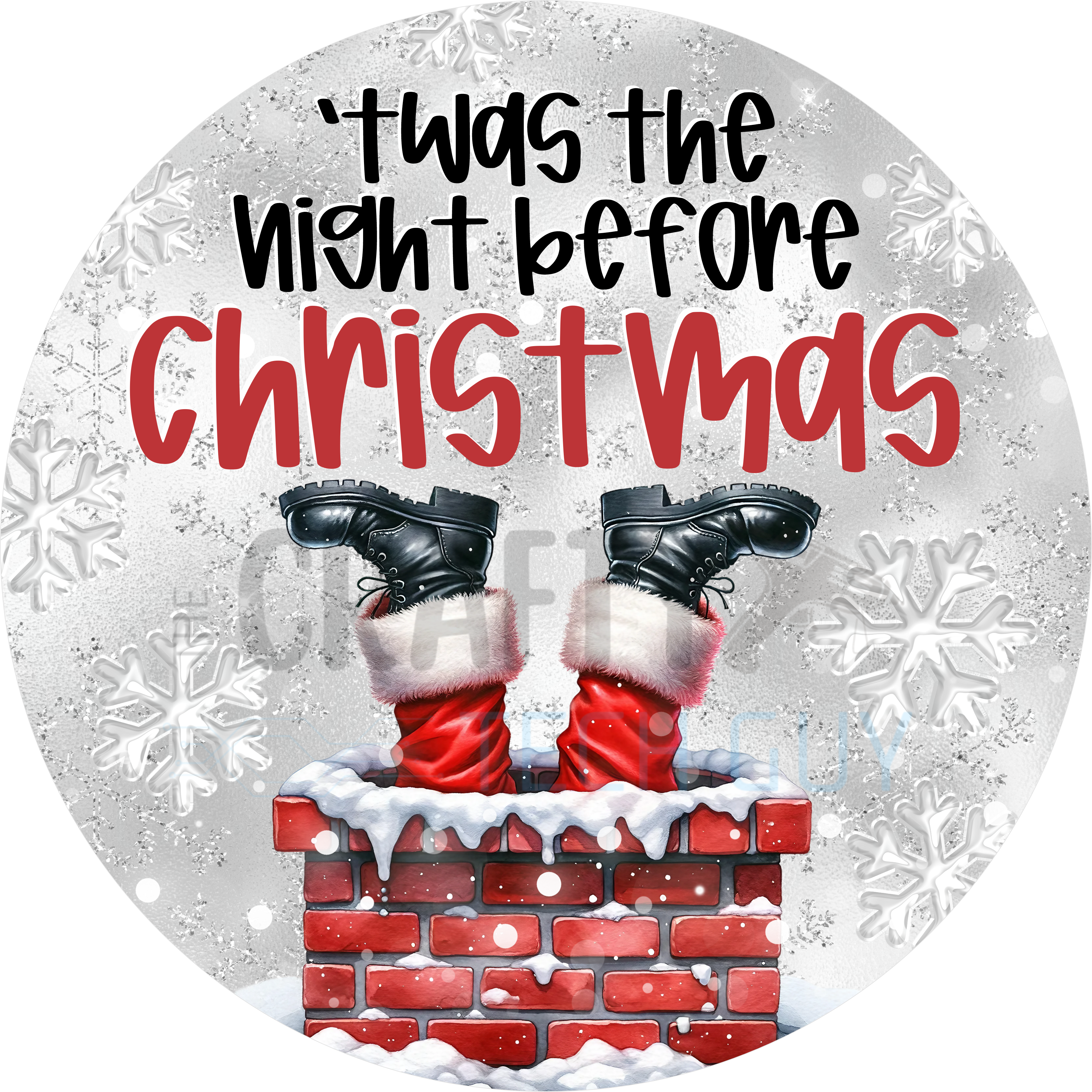 'Twas the Night Before Christmas Design | Santa Stuck in Chimney Art | Whimsical Holiday Scene for Funny Christmas Décor