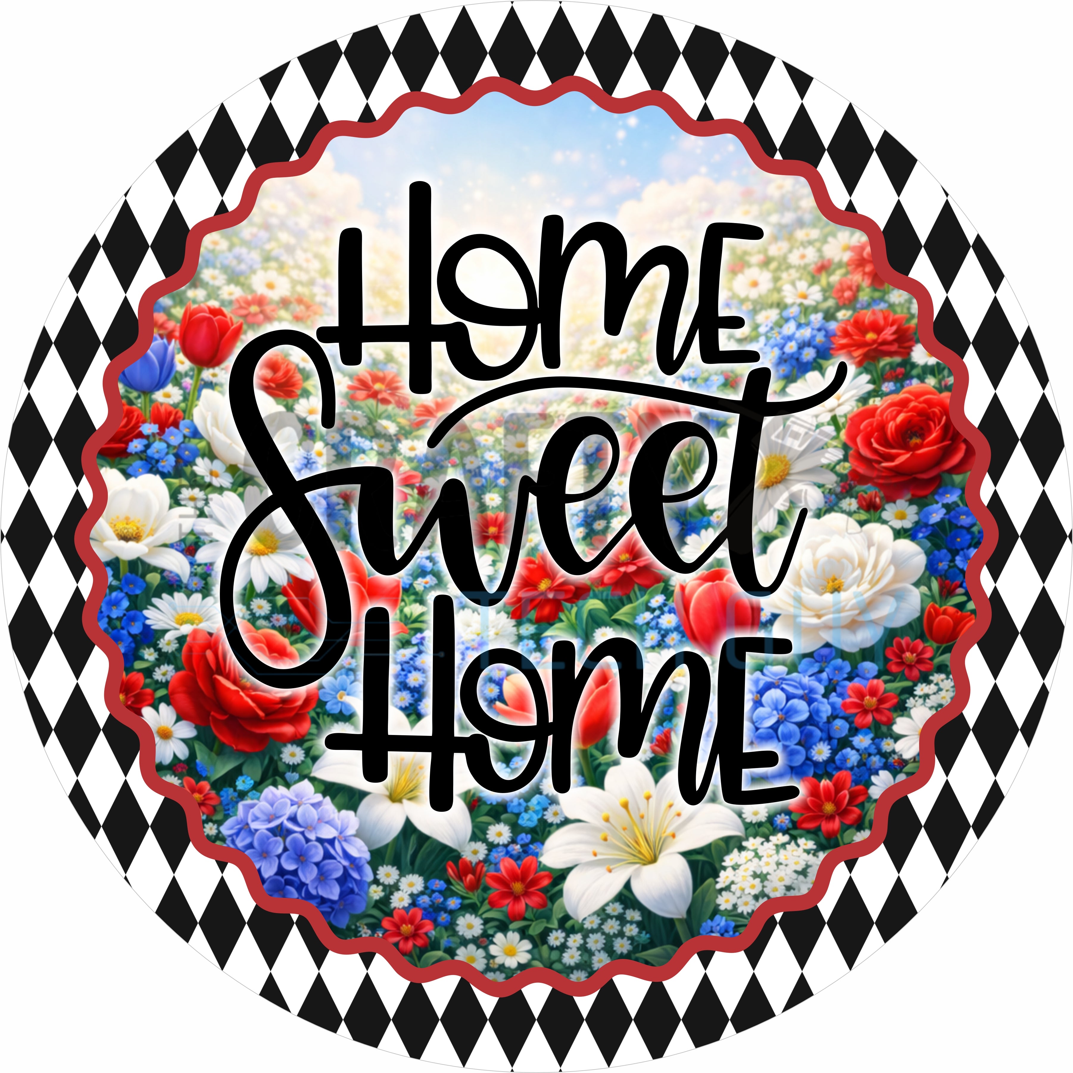 Home Sweet Home Floral Round Wreath Sign