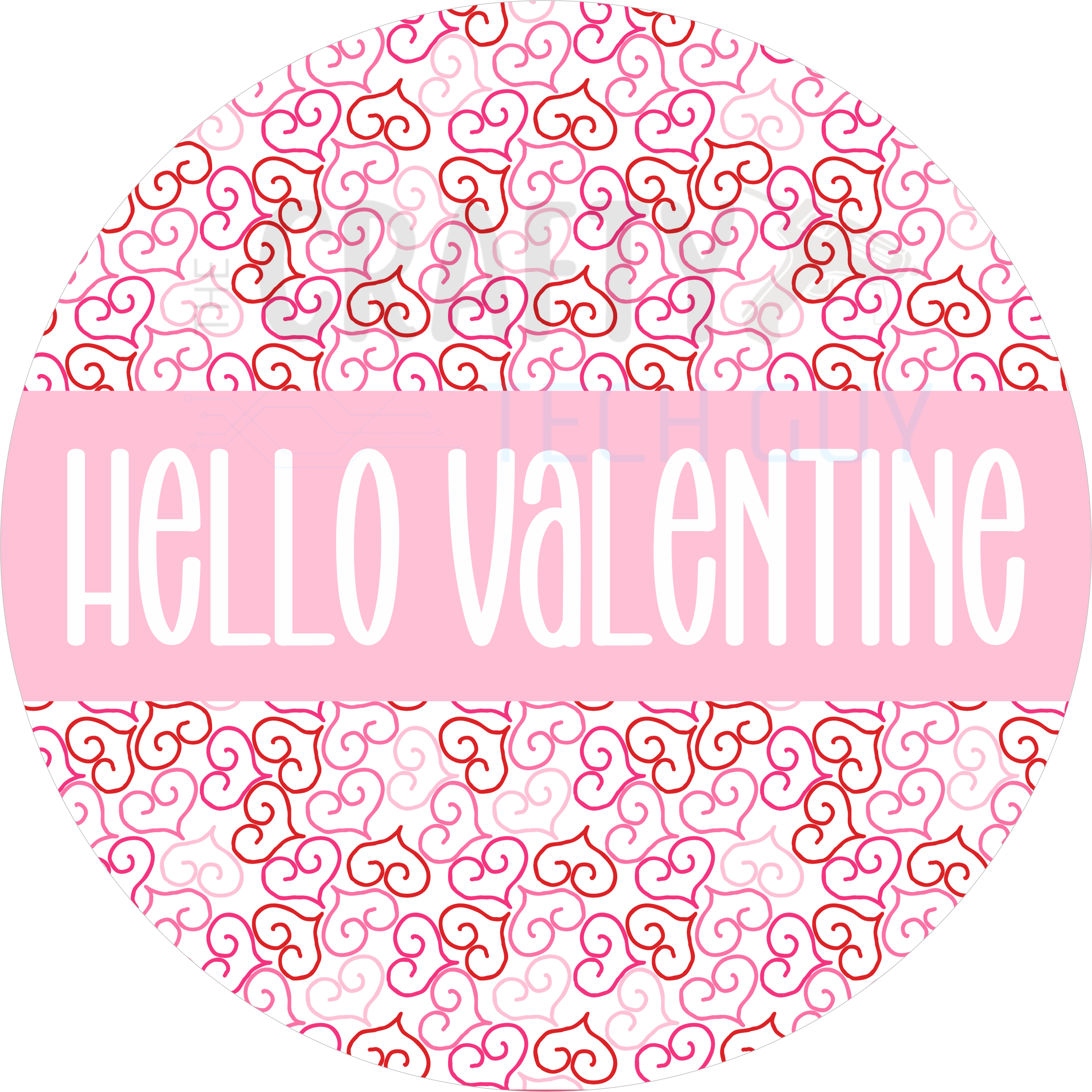 Hello Valentine Pink Heart Swirl Wreath Sign