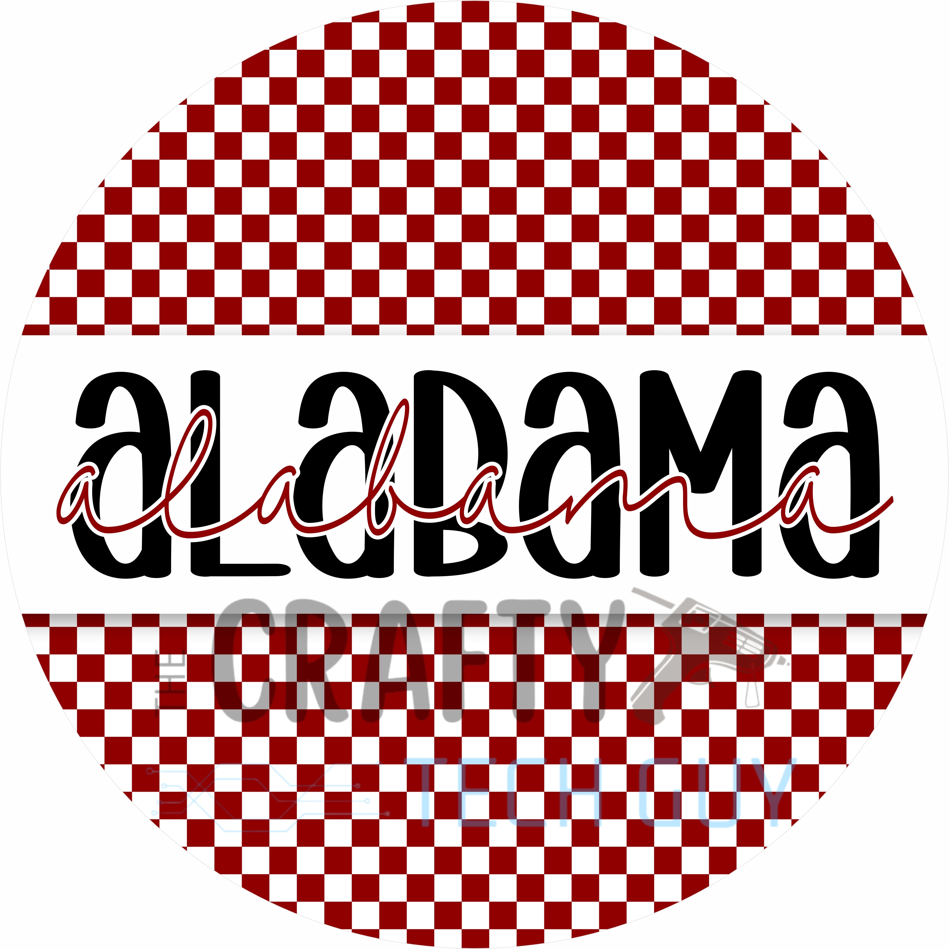Alabama Checkered Round Wreath Sign