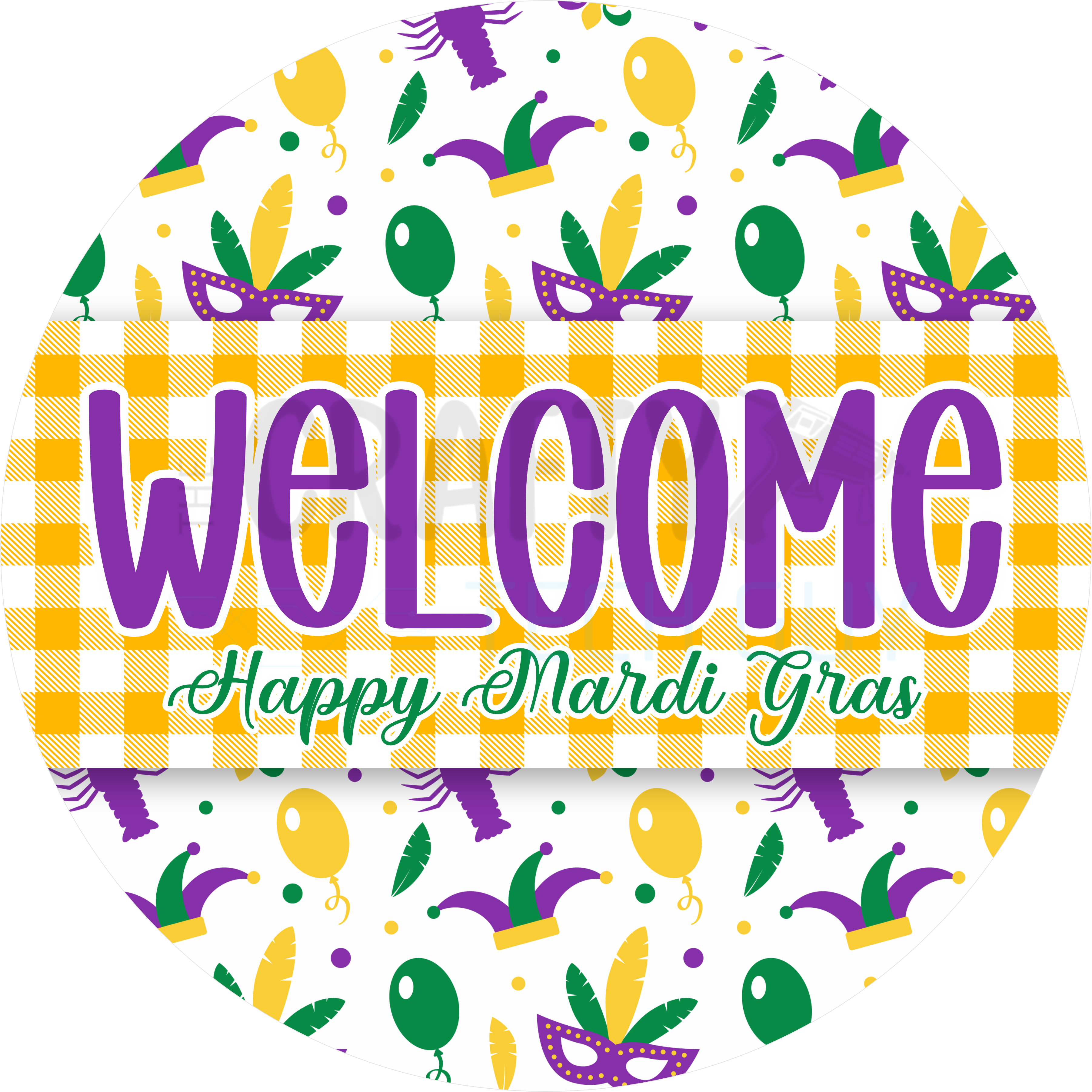 Mardi Gras Welcome Yellow Gingham Sign