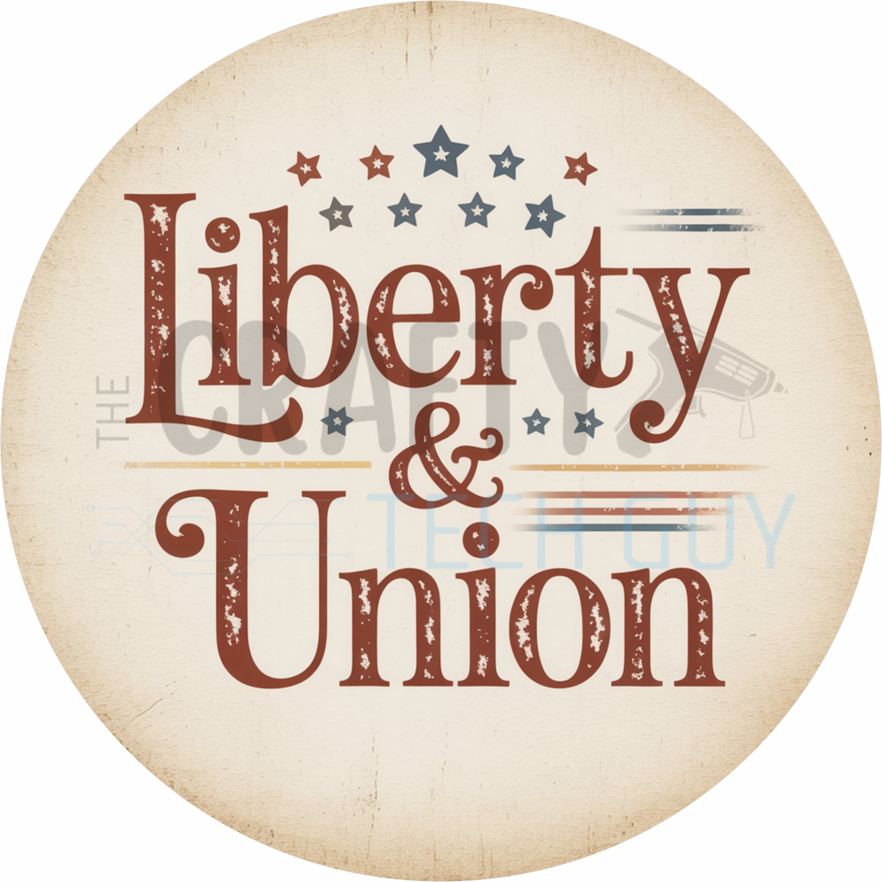 Liberty & Union Patriotic Americana Round Wreath Sign Vintage Farmhouse Decor