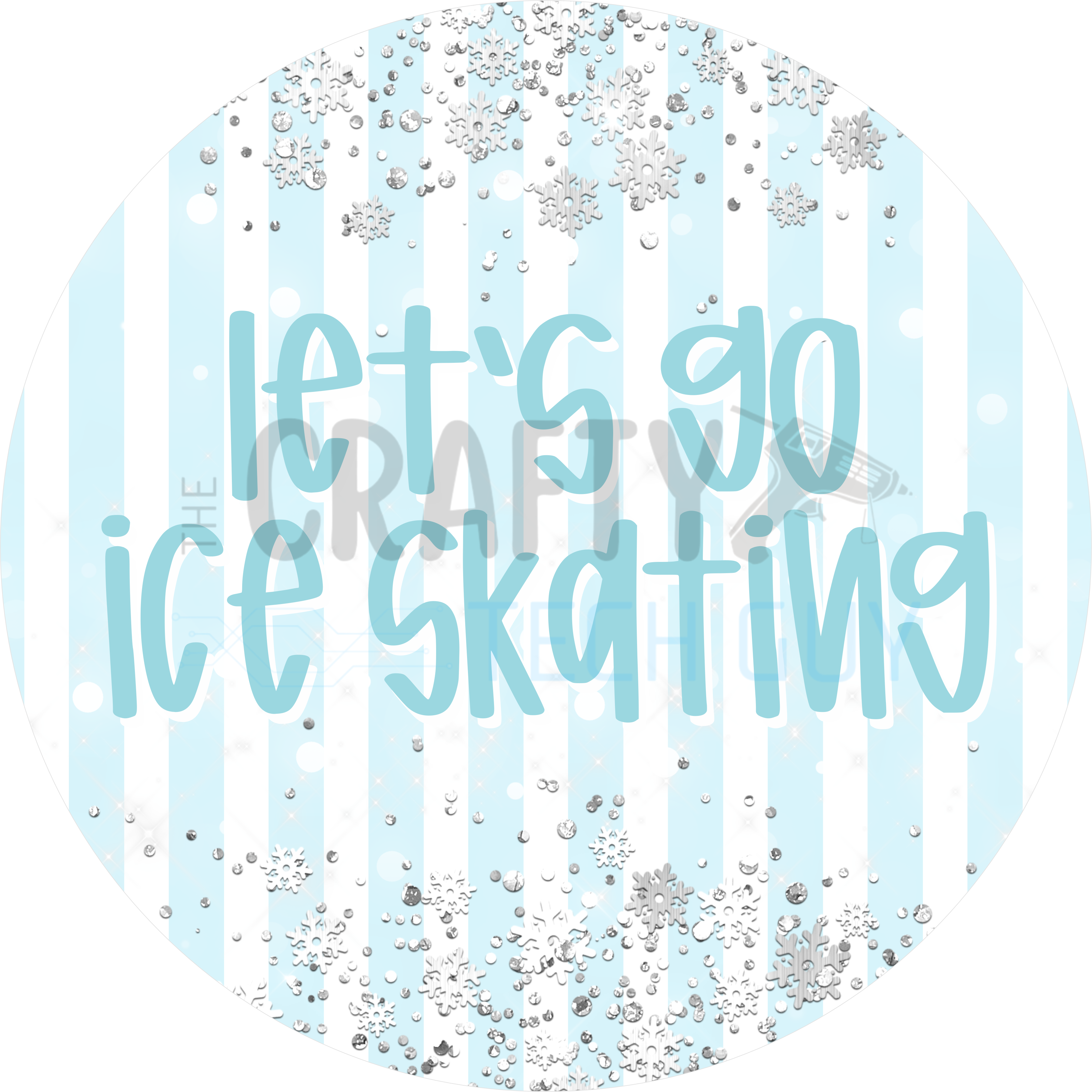 Let’s Go Ice Skating Design | Winter Blue and White Snowflake Art | Fun Seasonal Décor for Winter Wreaths and Holiday Displays
