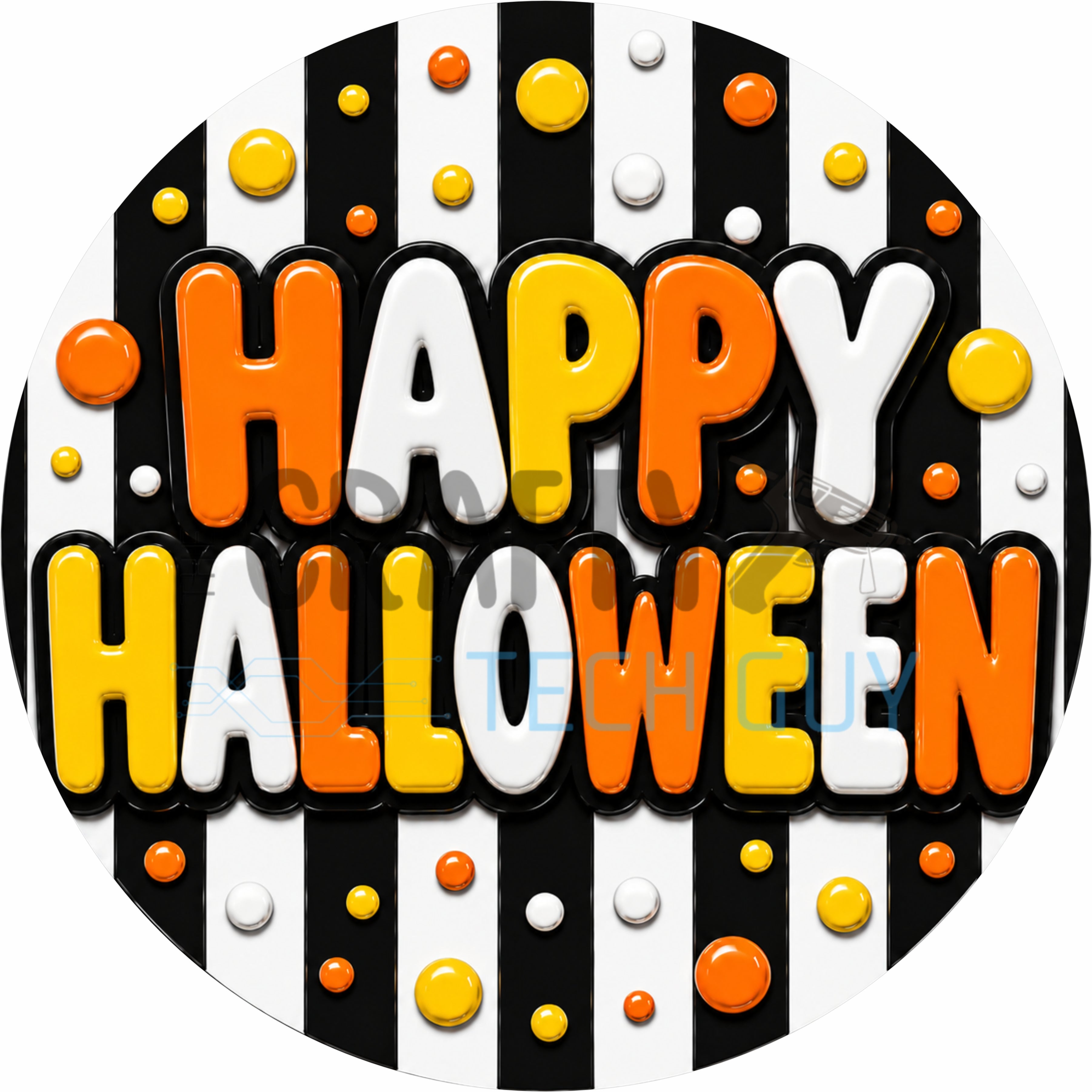 Happy Halloween Candy Corn Stripe Round Wreath Sign