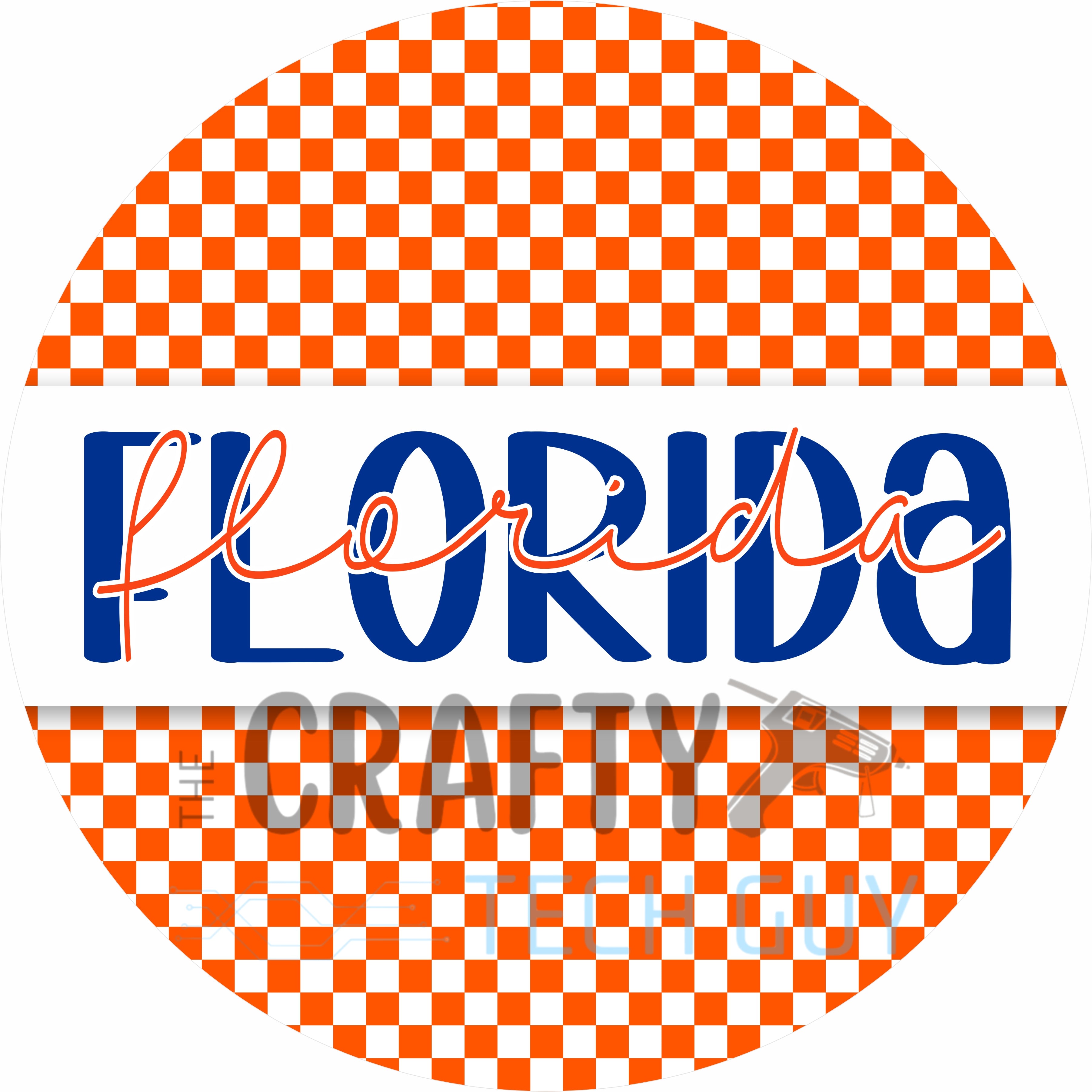 Florida Checkered Round Wreath Sign