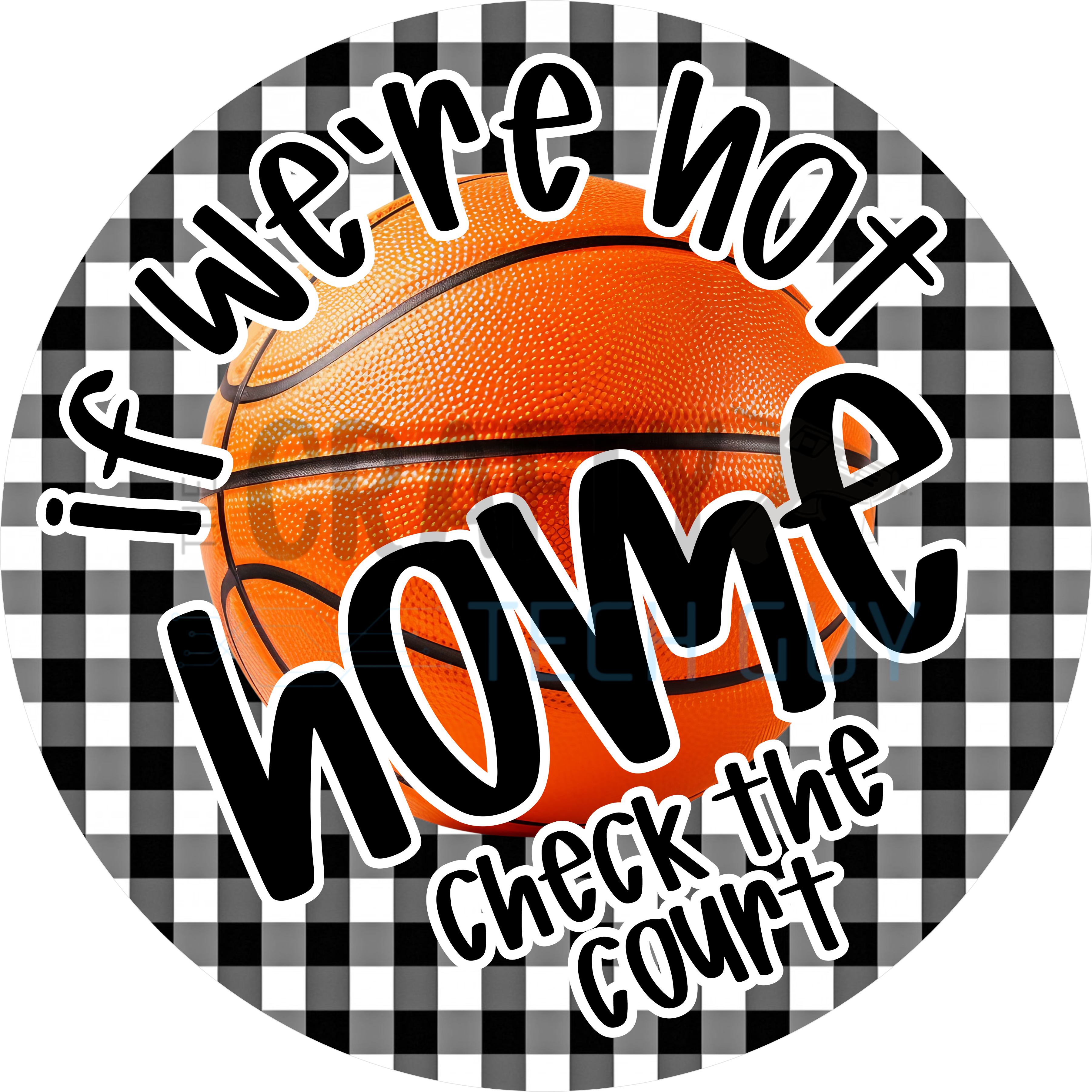 If We’re Not Home Check the Court Design | Basketball Sports Wreath Art for Game Day, Gym Lovers, and Athletic Home Décor