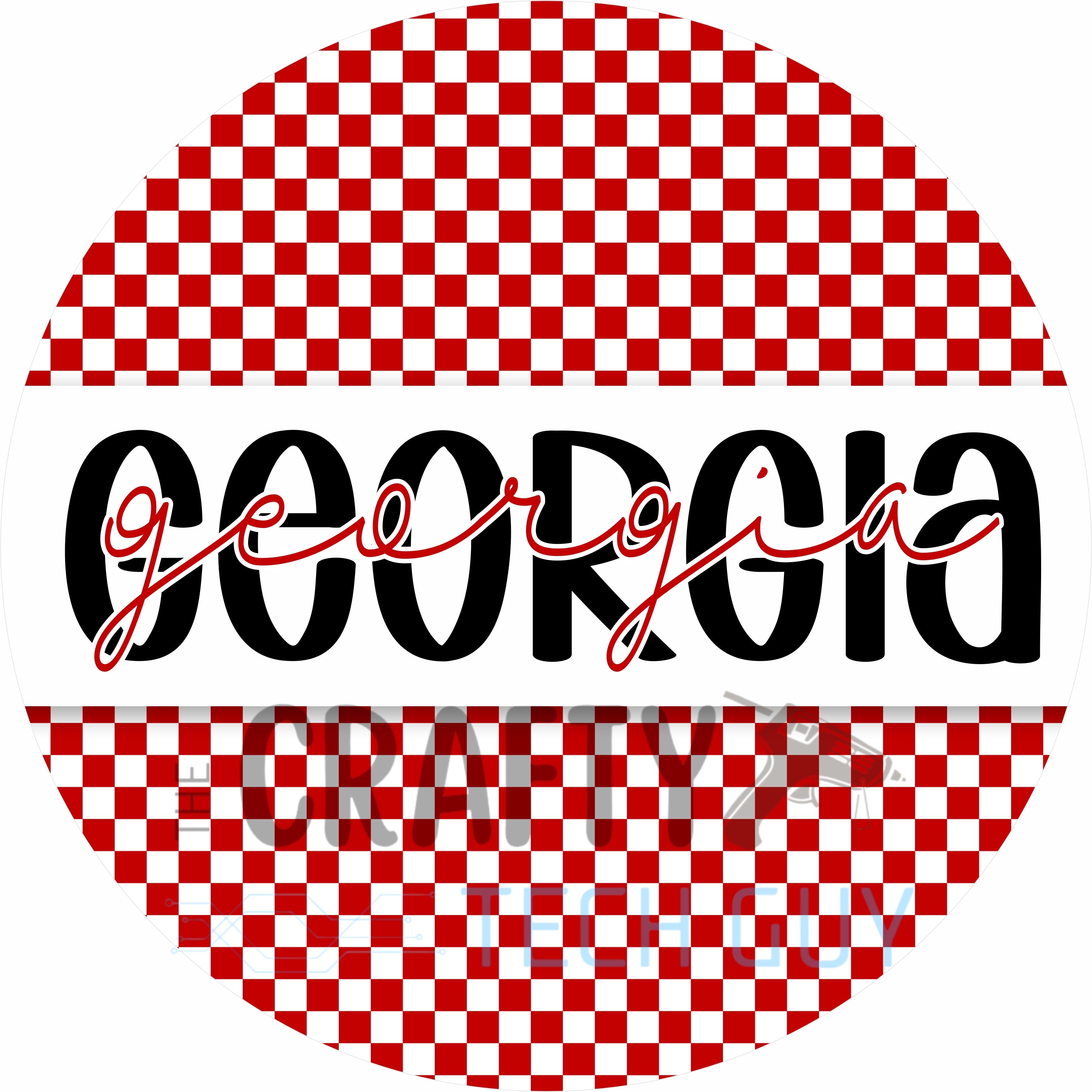 Georgia Checkered Round Wreath Sign