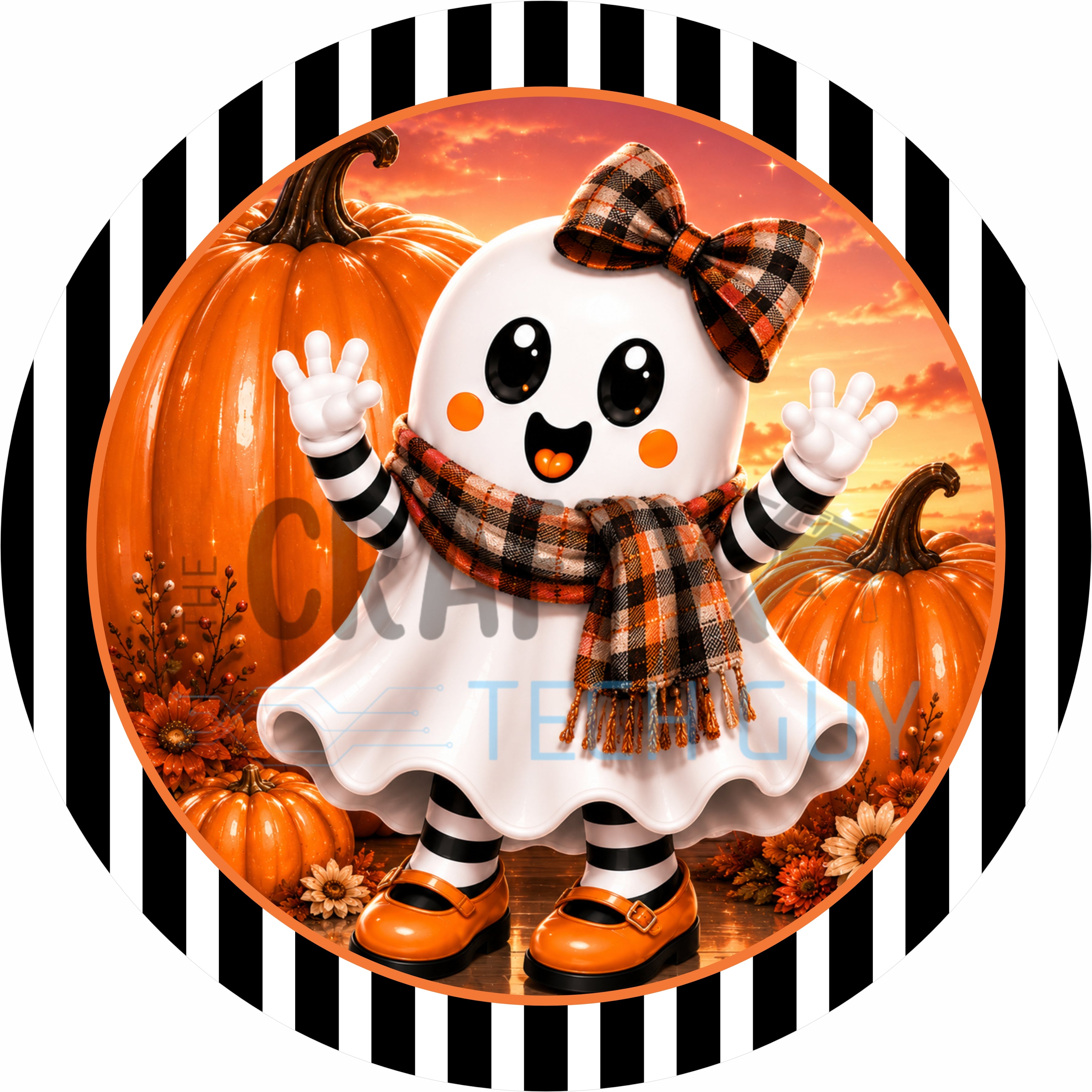 Sweet Ghost Halloween Round Wreath Sign