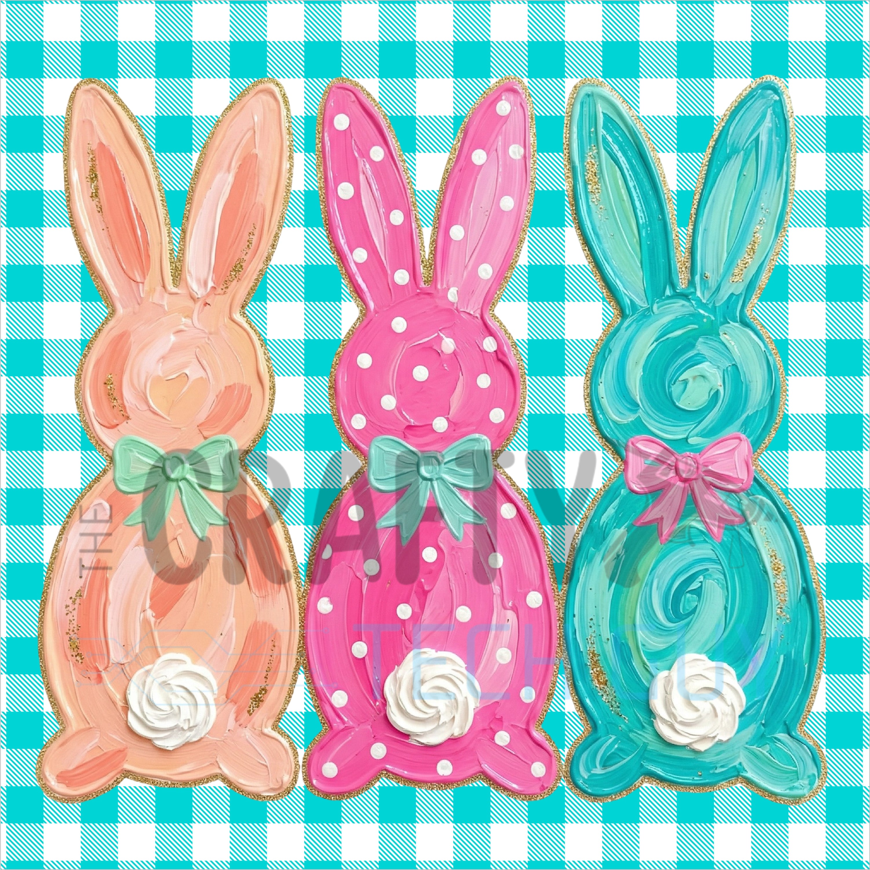 Colorful Easter Bunny Trio Wreath Sign