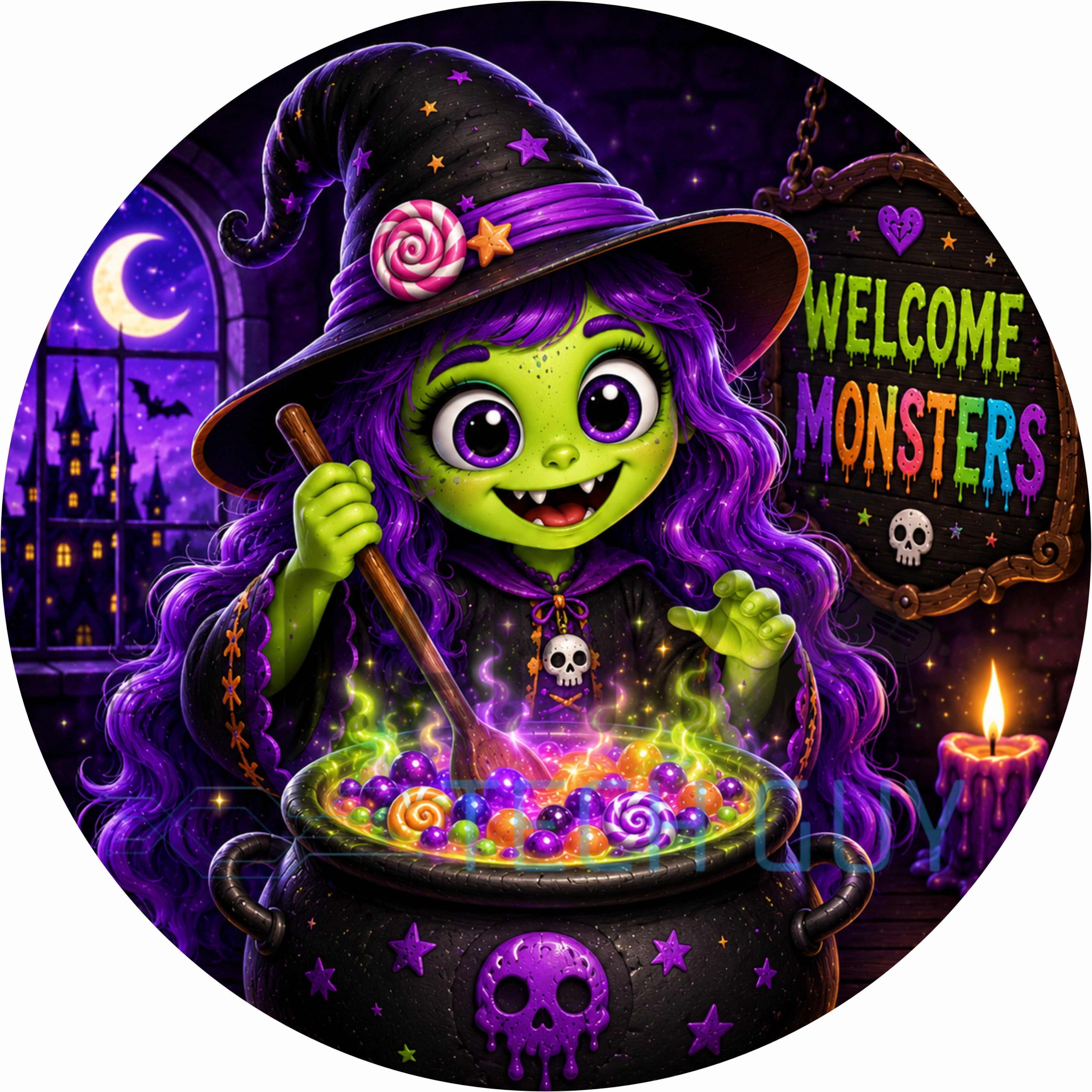 Letrero fantasma de cuadros vichy rosas con piruleta y lazos: una bonita decoración de pared para Halloween.