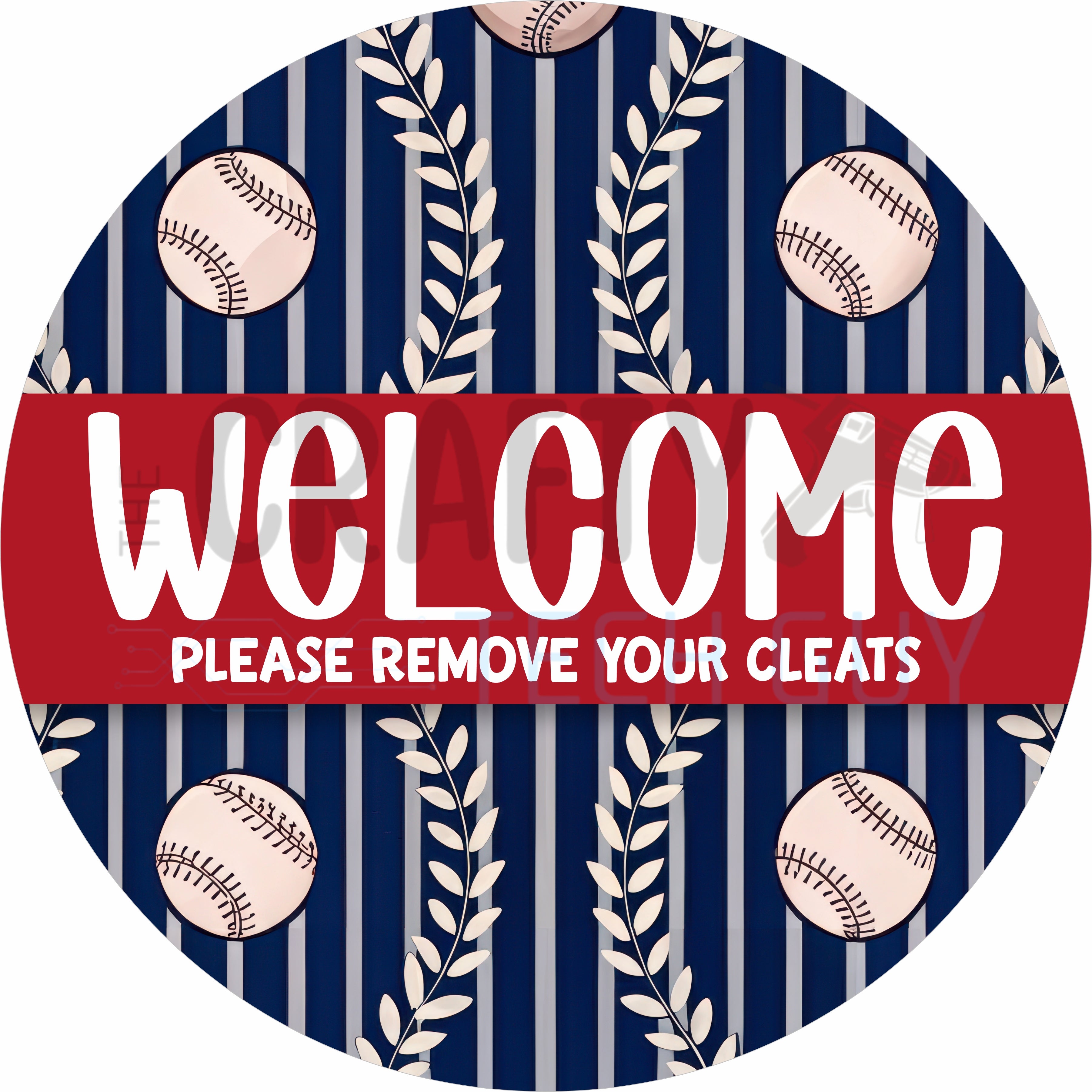 Welcome Please Remove Your Cleats Baseball Sports Entryway Decor Round Wreath Sign