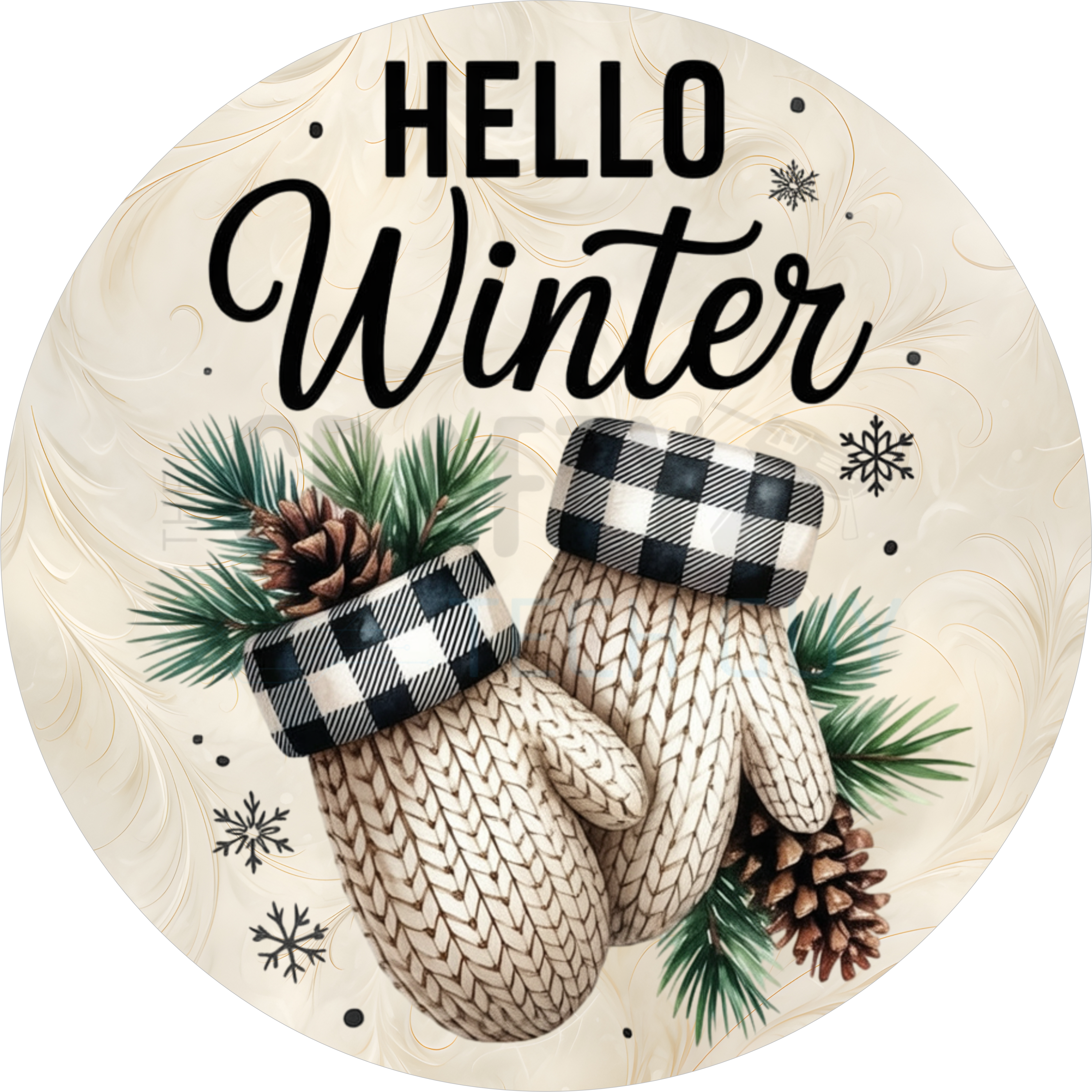 Winter Buffalo Plaid Mitten Sign