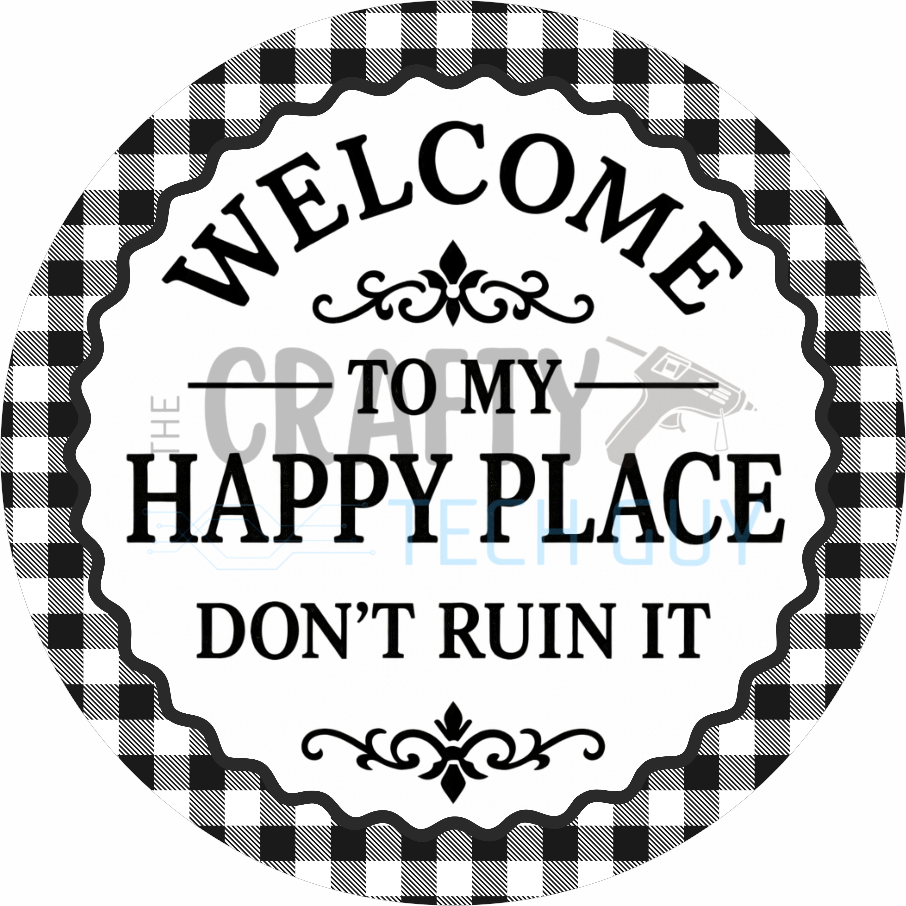 Welcome to My Happy Place Round Wreath Sign
