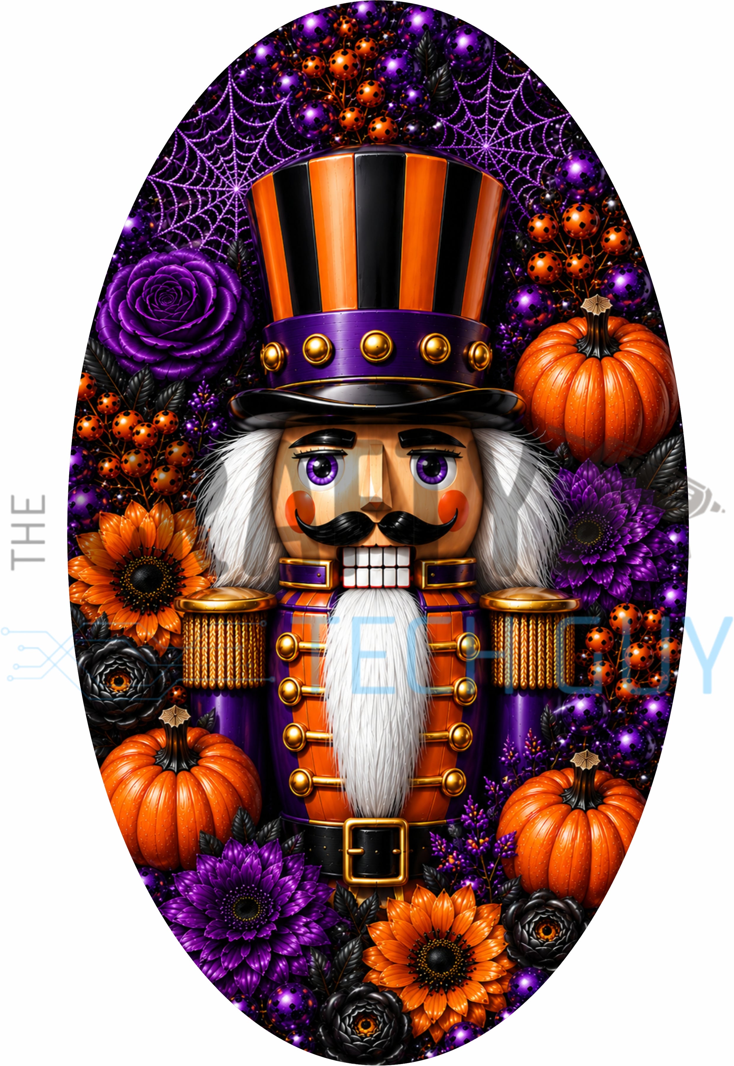 Halloween Nutcracker Purple Pumpkin Decor 12x7 Oval Wreath Sign