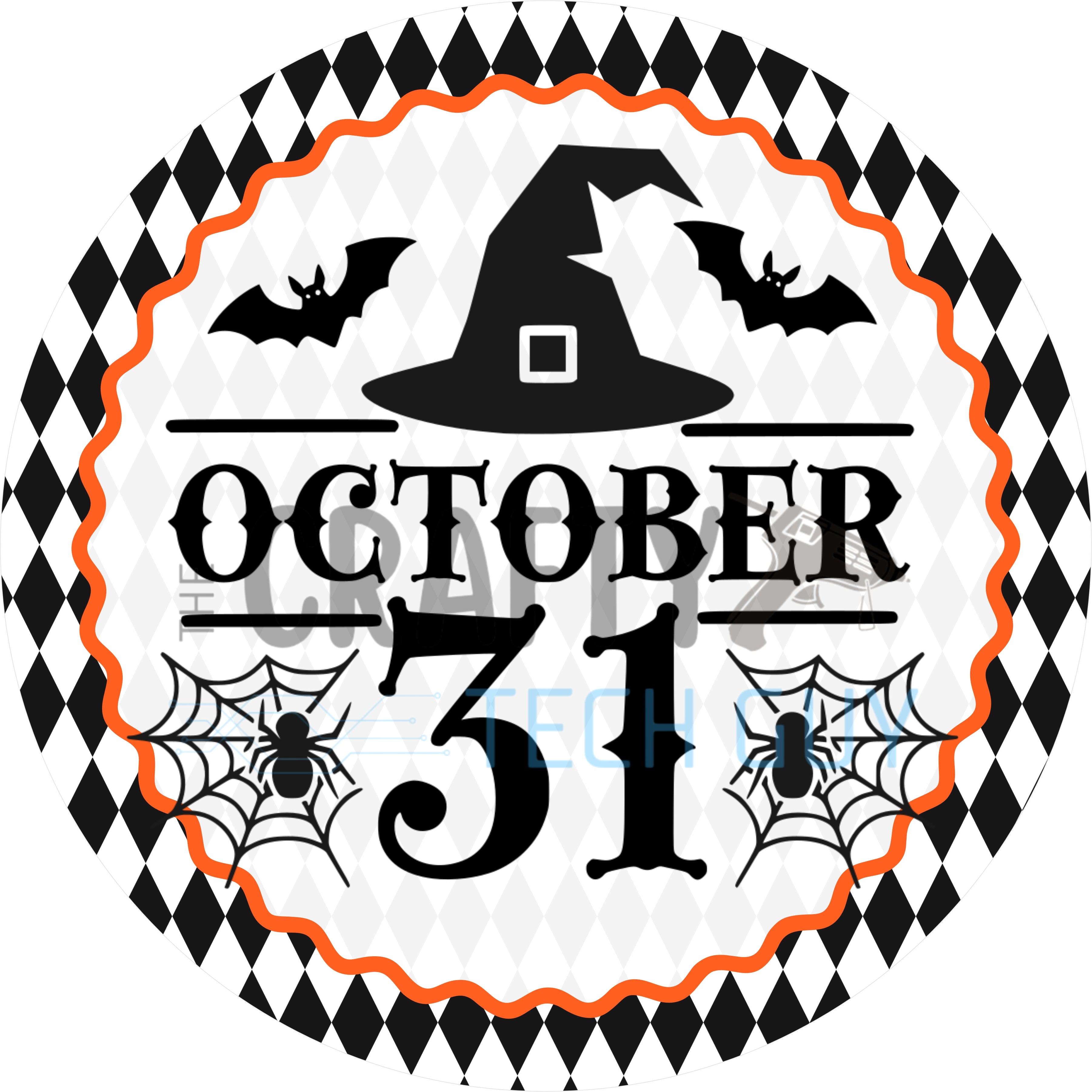 Halloween October 31st Bat & Spider 12x12 Round Wreath Sign