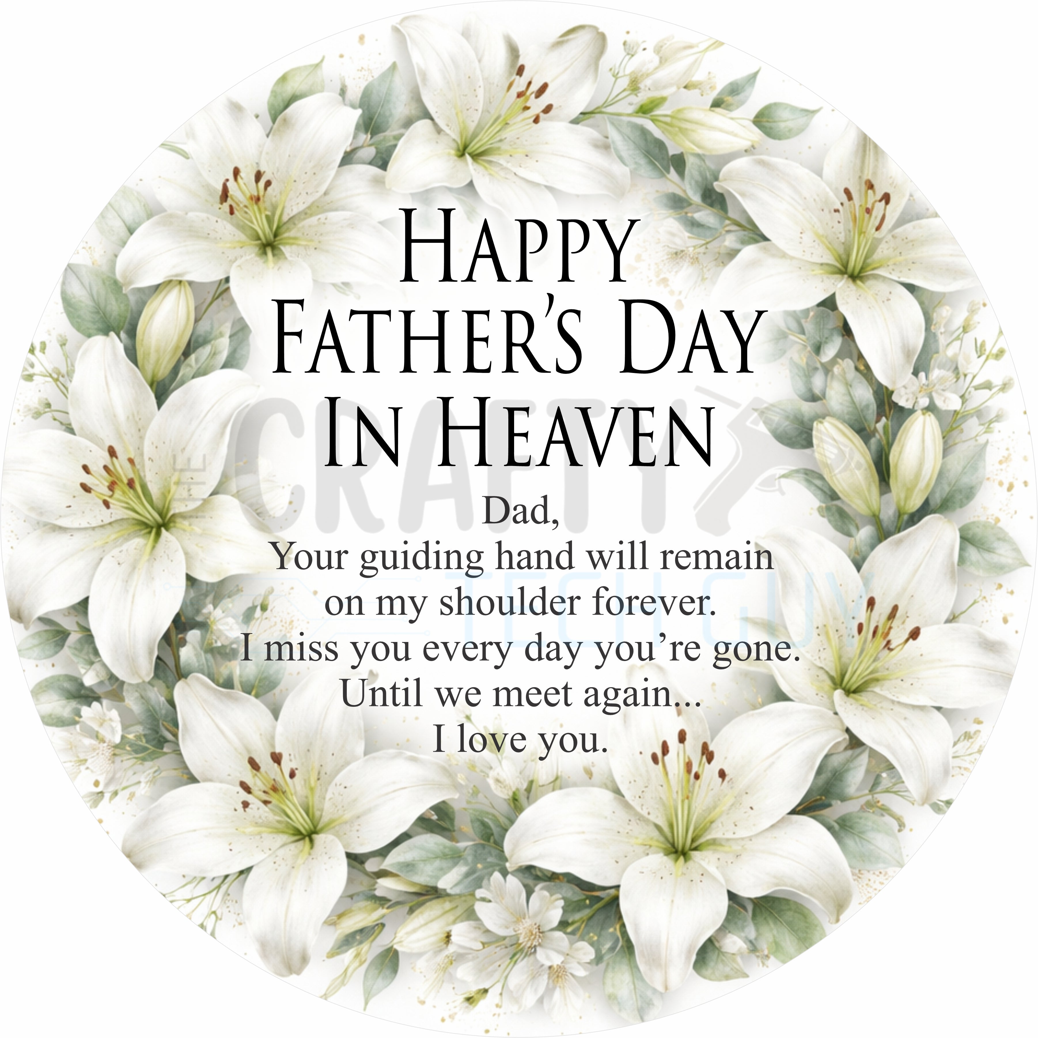 Father’s Day in Heaven Memorial Round Wreath Sign