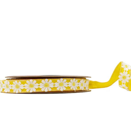 1 inch 10 yard luxury yellow daisy ribbon