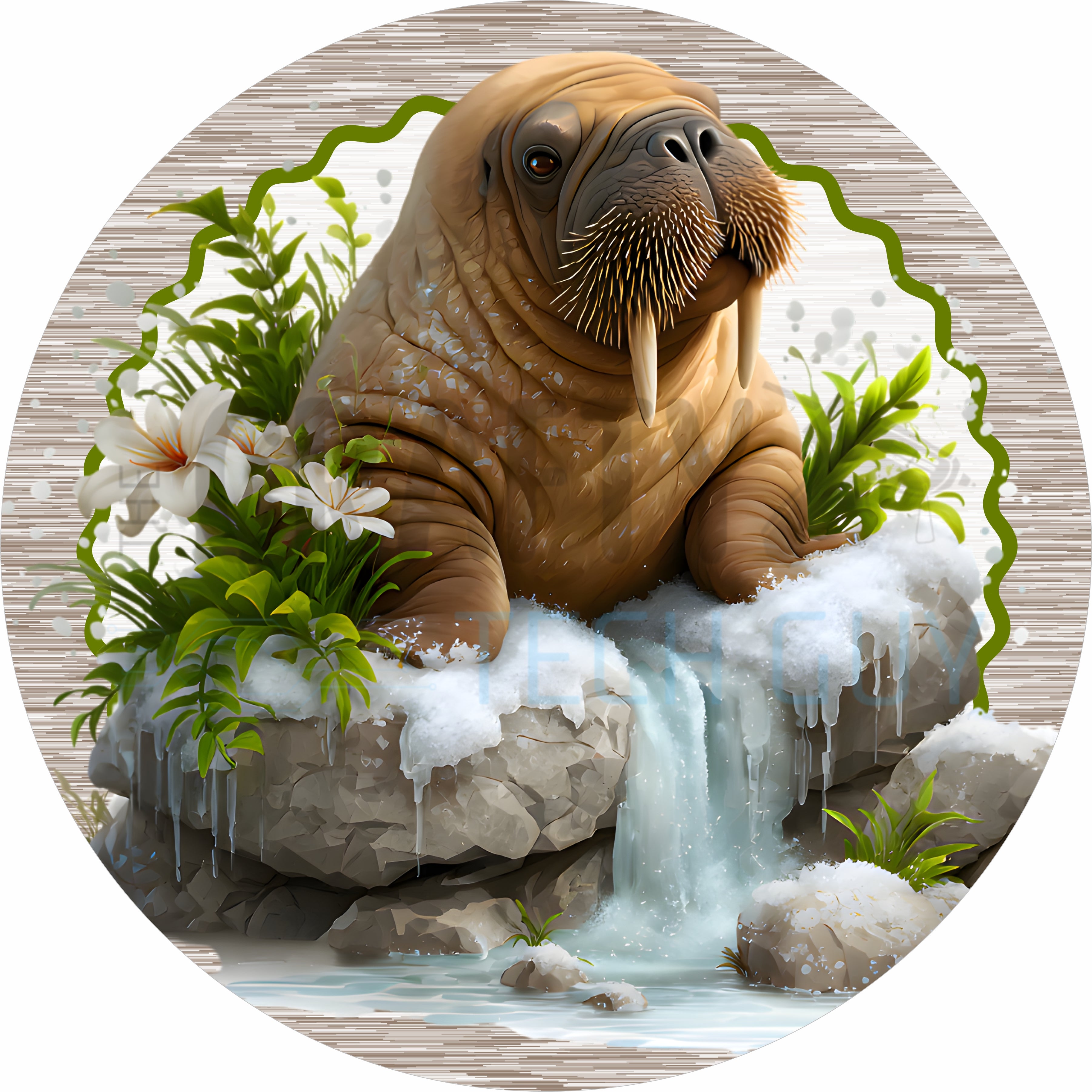 Majestic Walrus Arctic Wildlife Round Sign