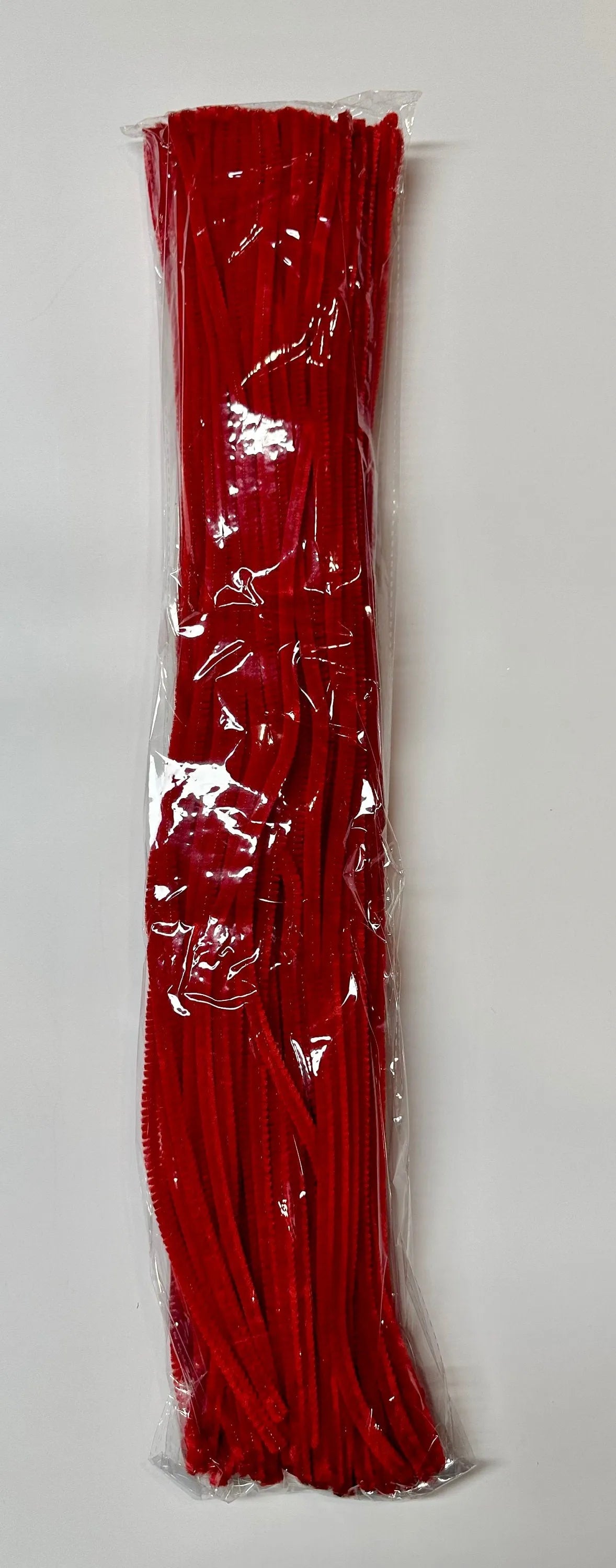 20" red chenille stem for wreath making, 20 inch red pipe cleaner for crafting, 100 pack