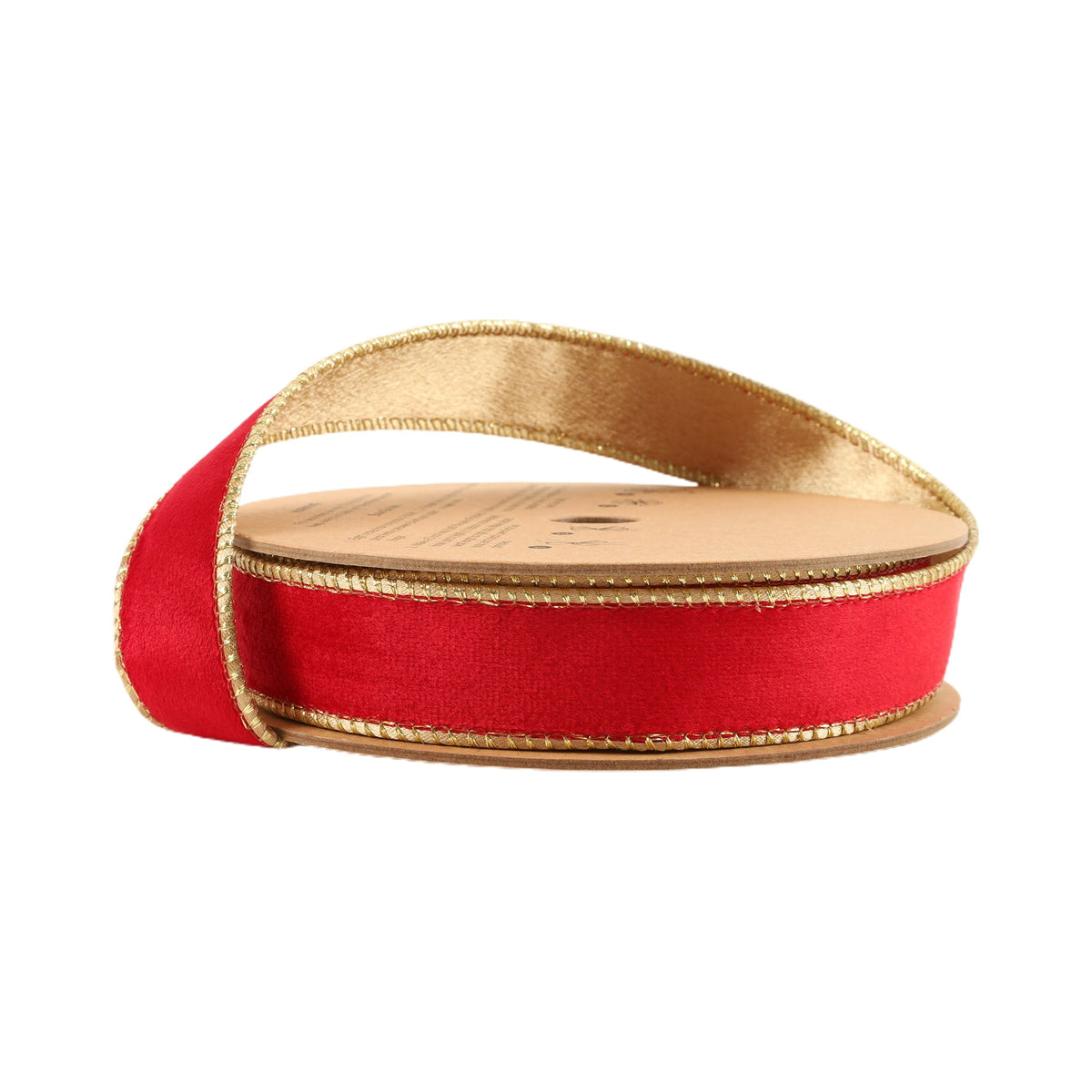 1 Inch 10 Yard Christmas Red and Gold Reversible Wired Classic Velvet Ribbon on Spool