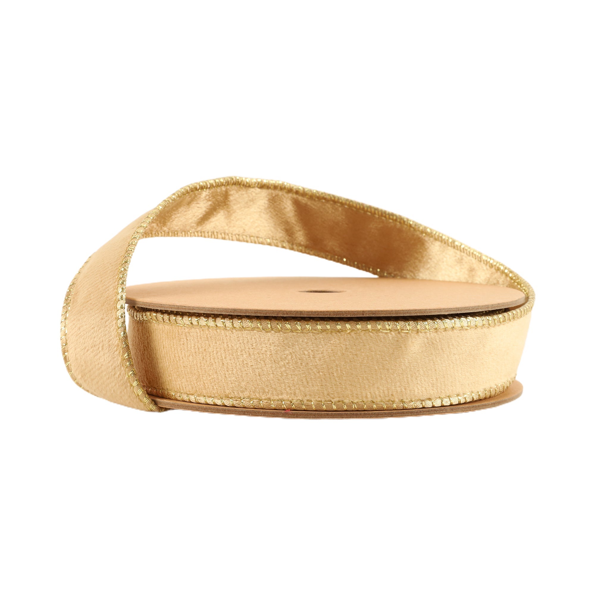 1 Inch 10 Yard Tan and Gold Reversible Wired Classic Velvet Ribbon on Spool
