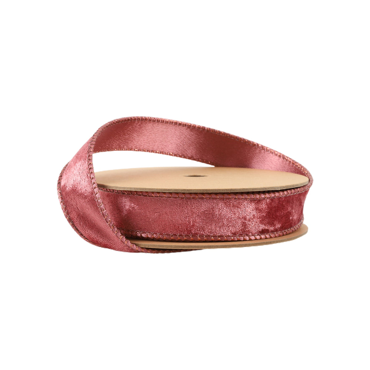 1 Inch 10 Yard Rose Pink Reversible Wired Frosted Velvet Ribbon on Spool