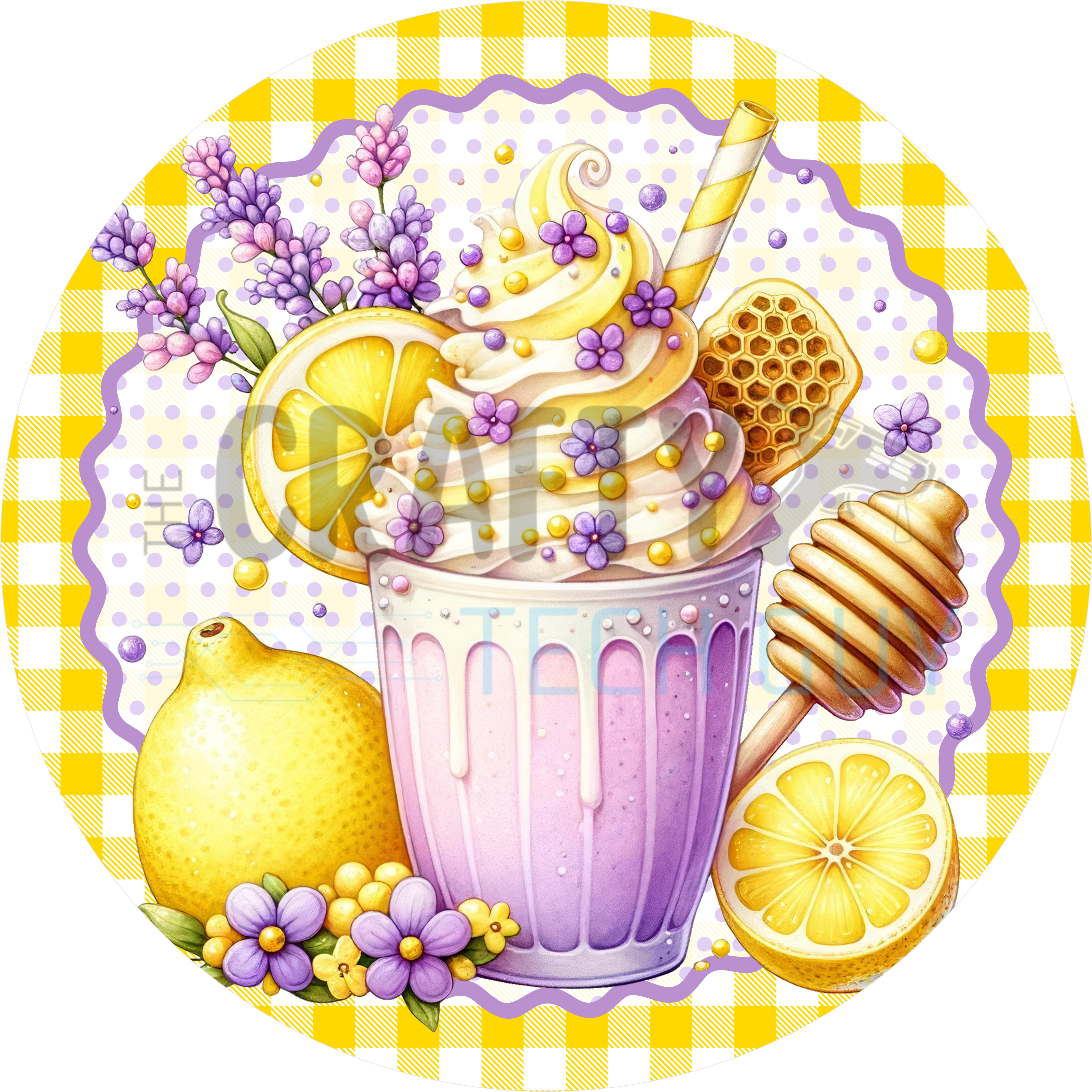 Lemon Lavender Honey Welcome Sign – Bright Summer Kitchen & Porch Décor, Round Floral Wall Sign