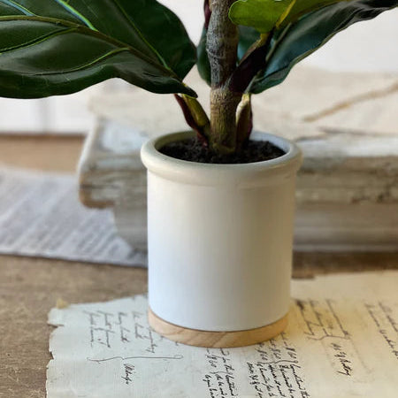 Potted Fiddle Leaf Fig Plant, 23 Inch Artificial Tree, Modern Farmhous