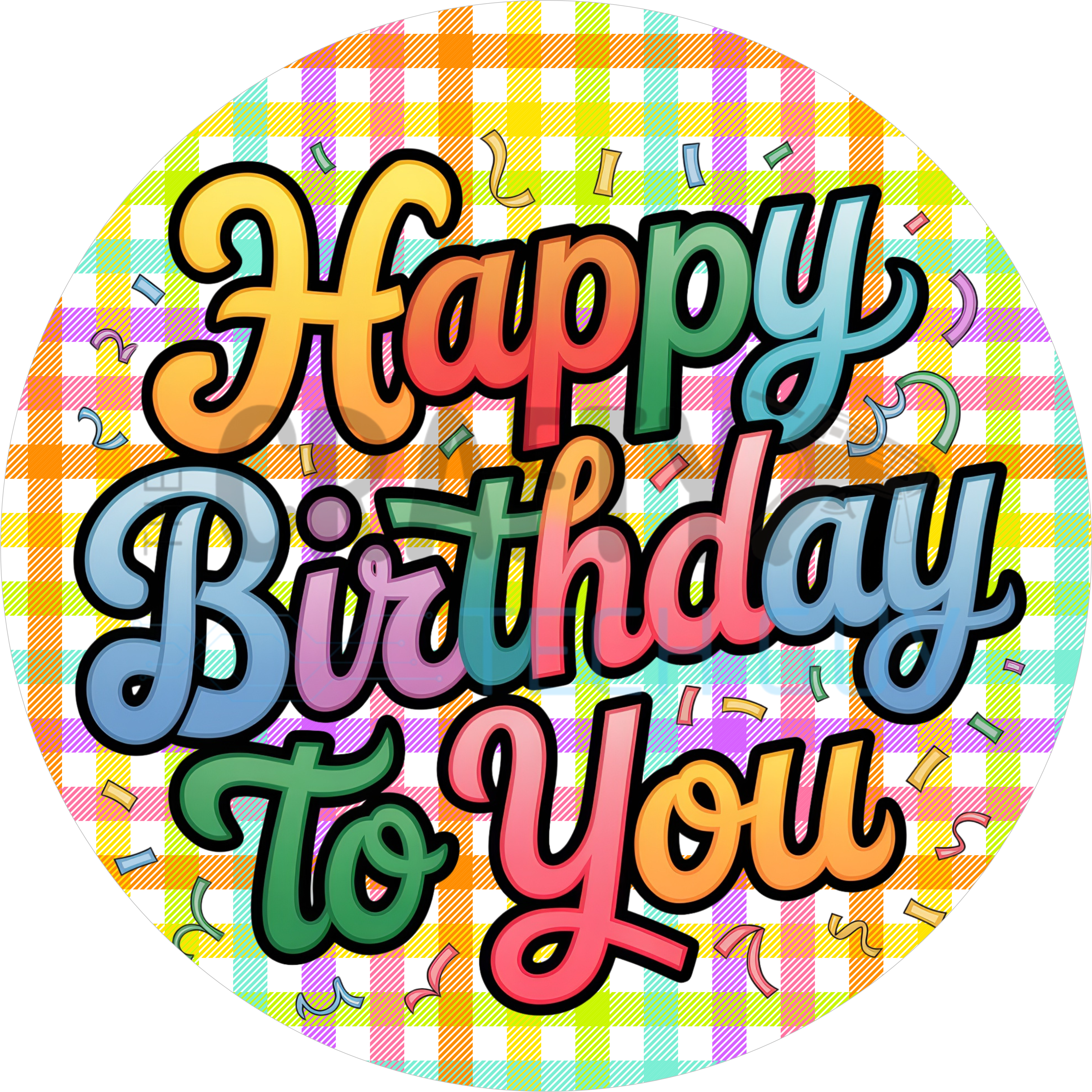 Happy Birthday To You Colorful Plaid Sign – Rainbow Party Décor for Celebrations & Photos