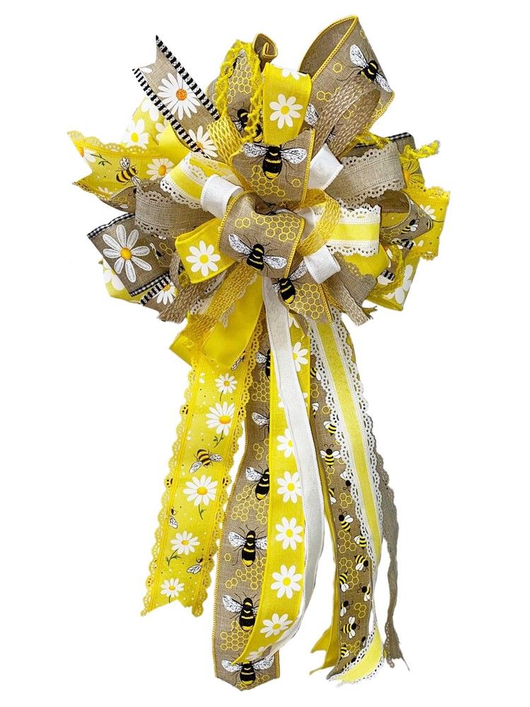 Close Up of Yellow Diagonal Weave Ribbon Texture and Wired Edge