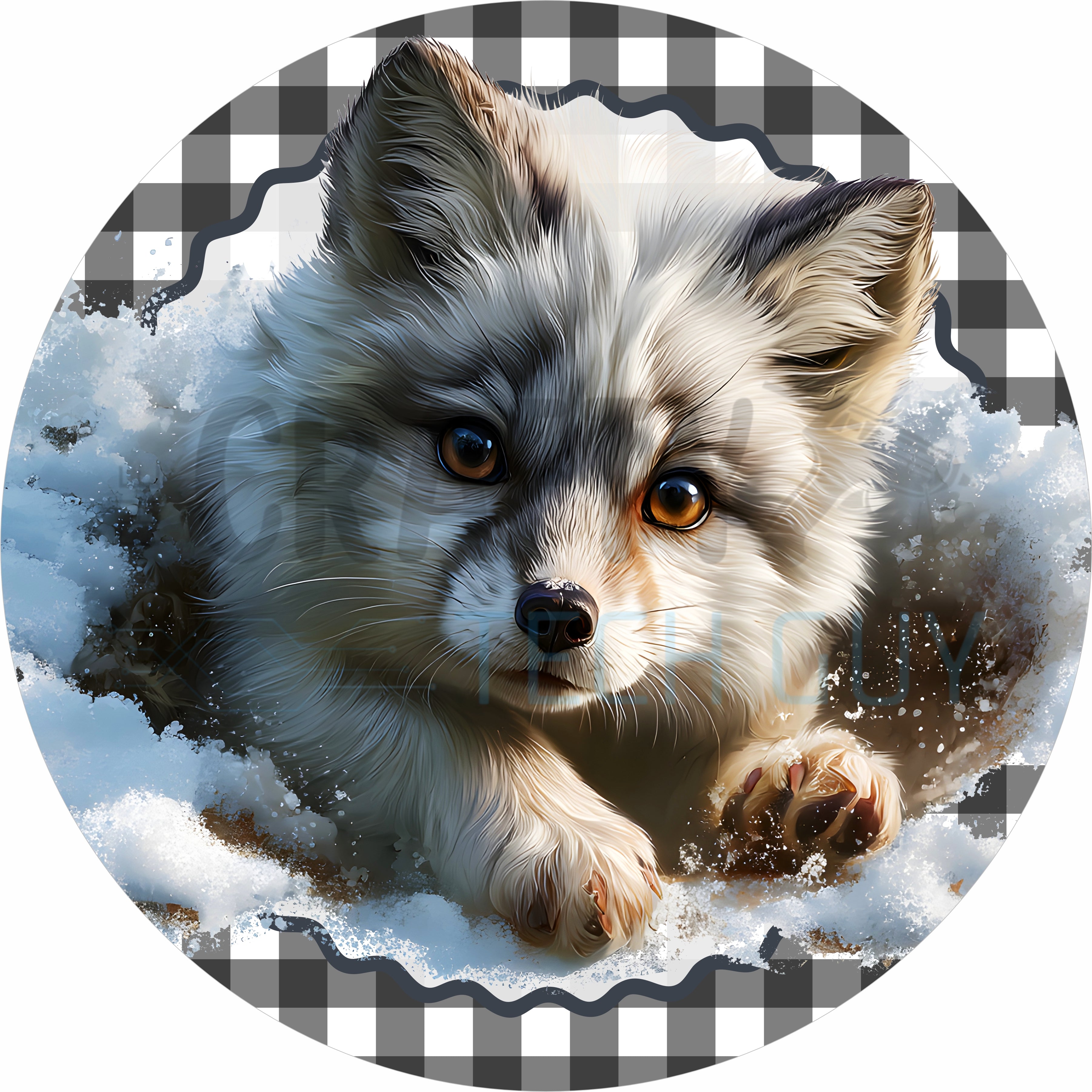 Winter Woodland Fox Snowy Farmhouse Round Sign