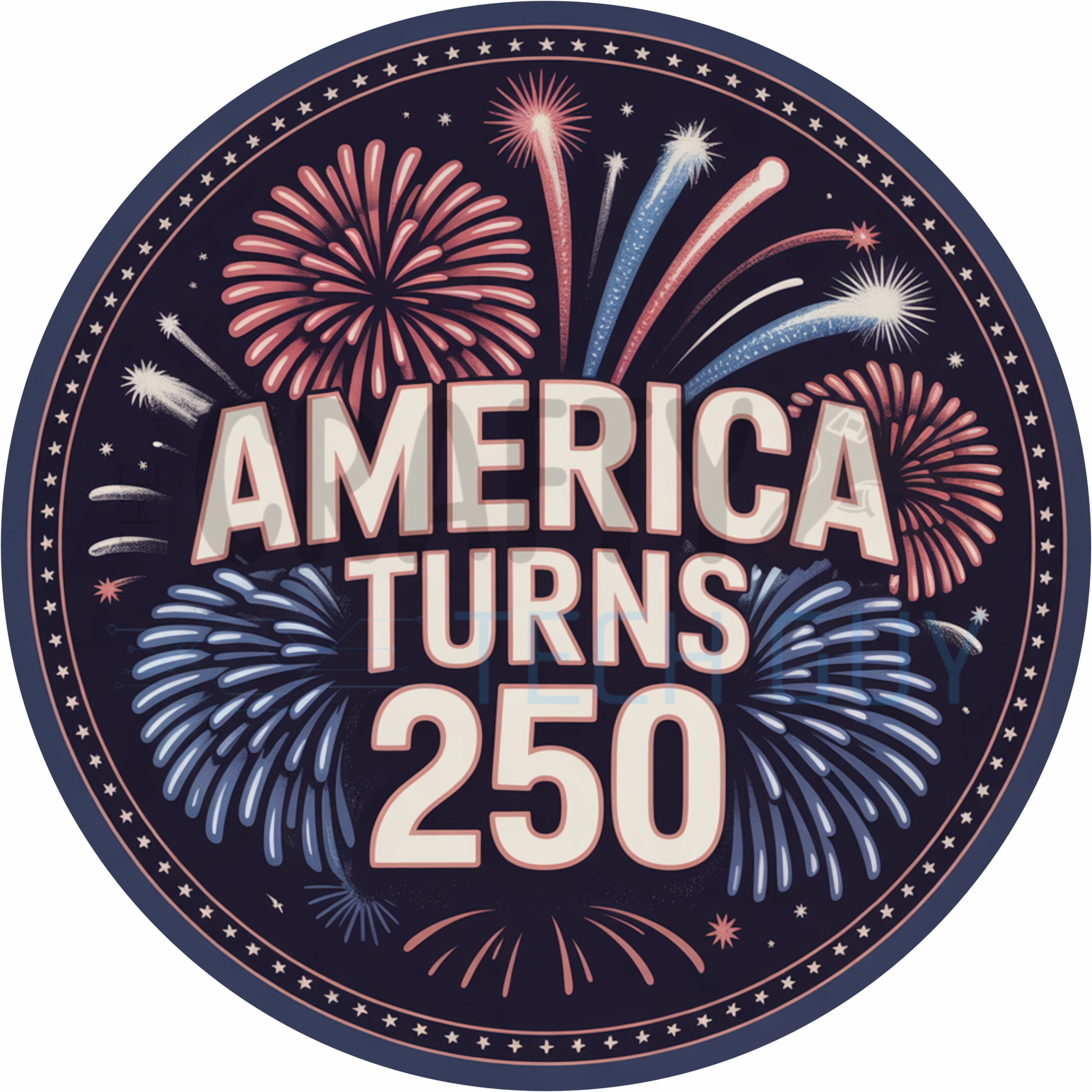 America Turns 250 Patriotic Fireworks Independence Day Round Wreath Sign