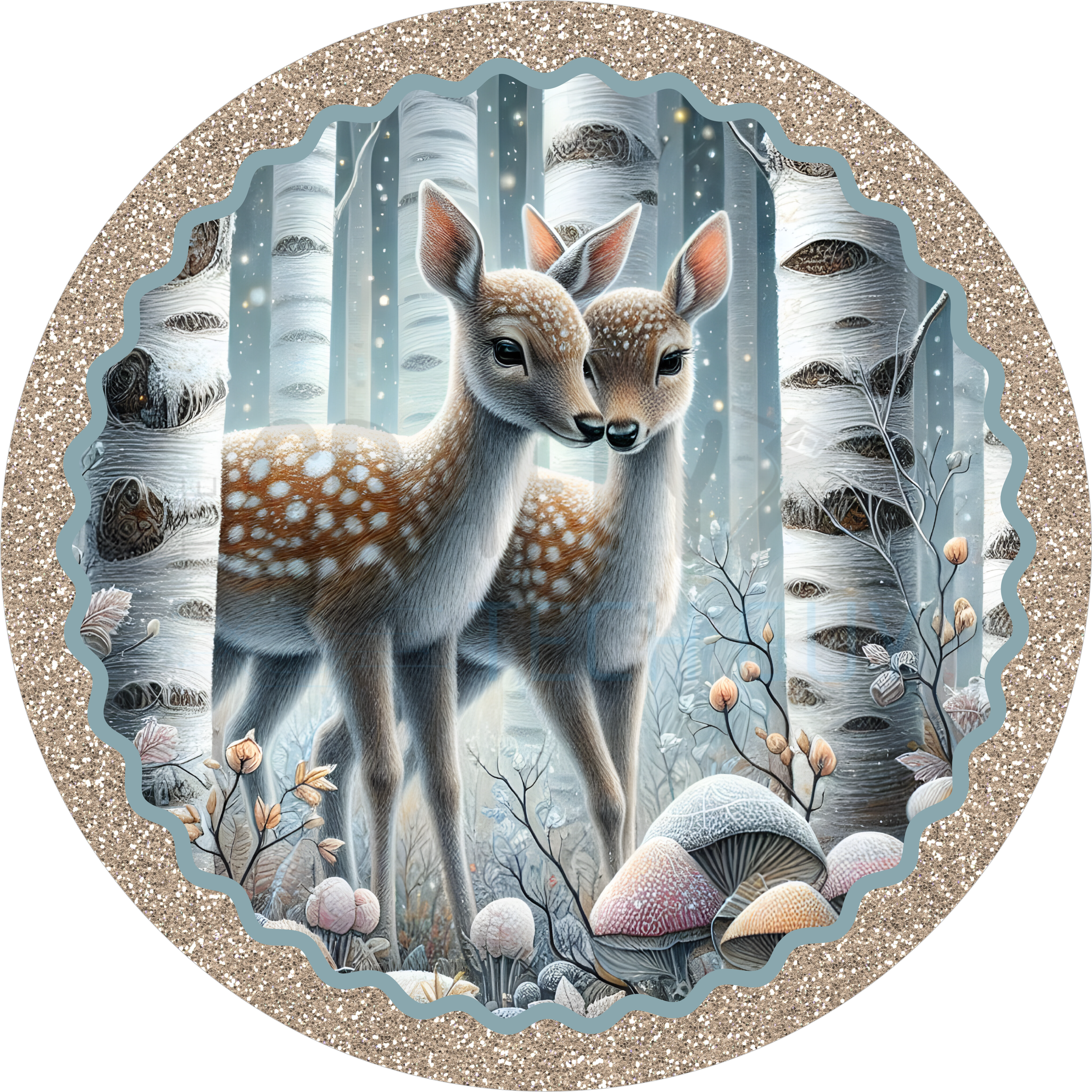 Winter Deer Woodland Wreath Sign