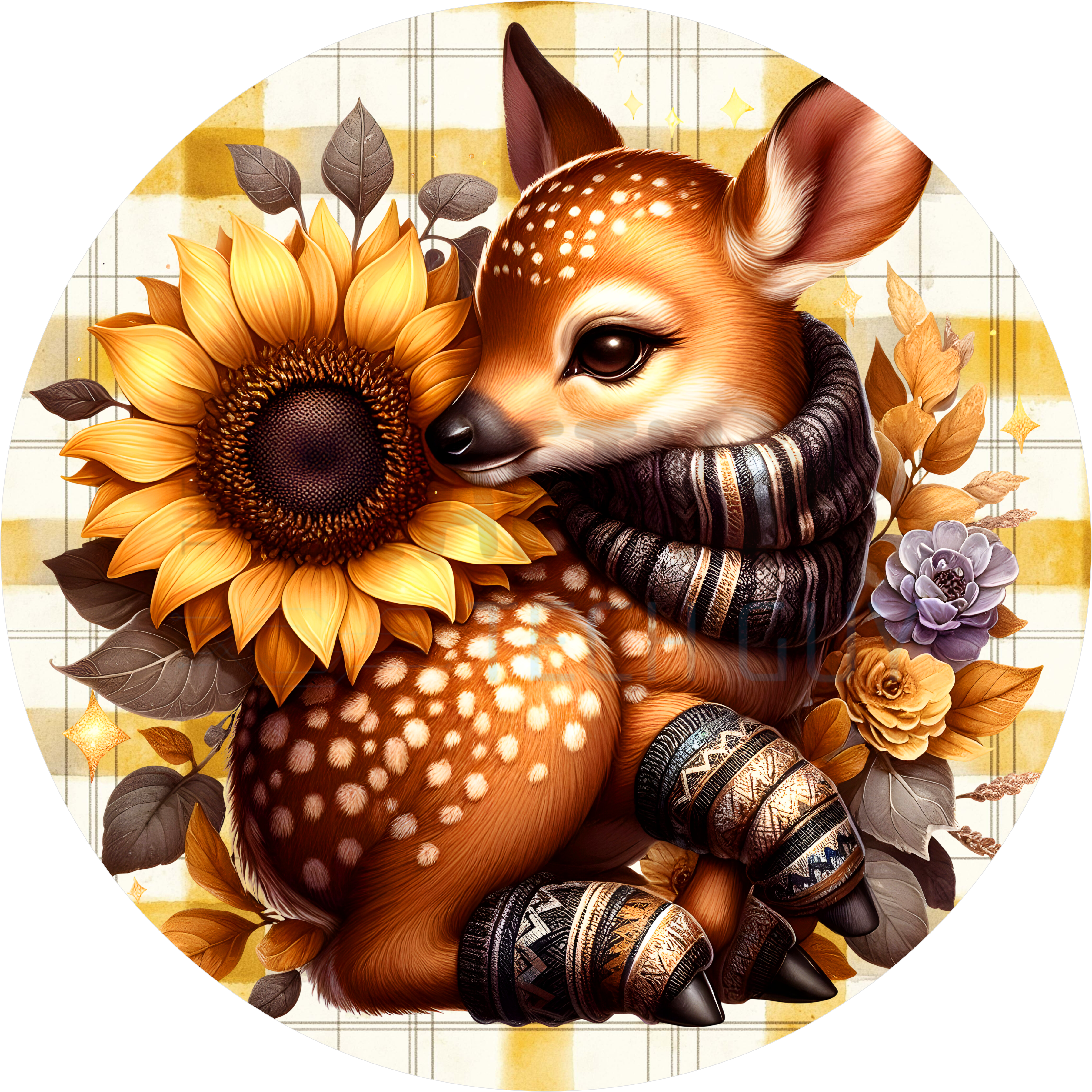 Cozy Fall Deer Sign with Sunflower – Autumn Welcome Wall Decor