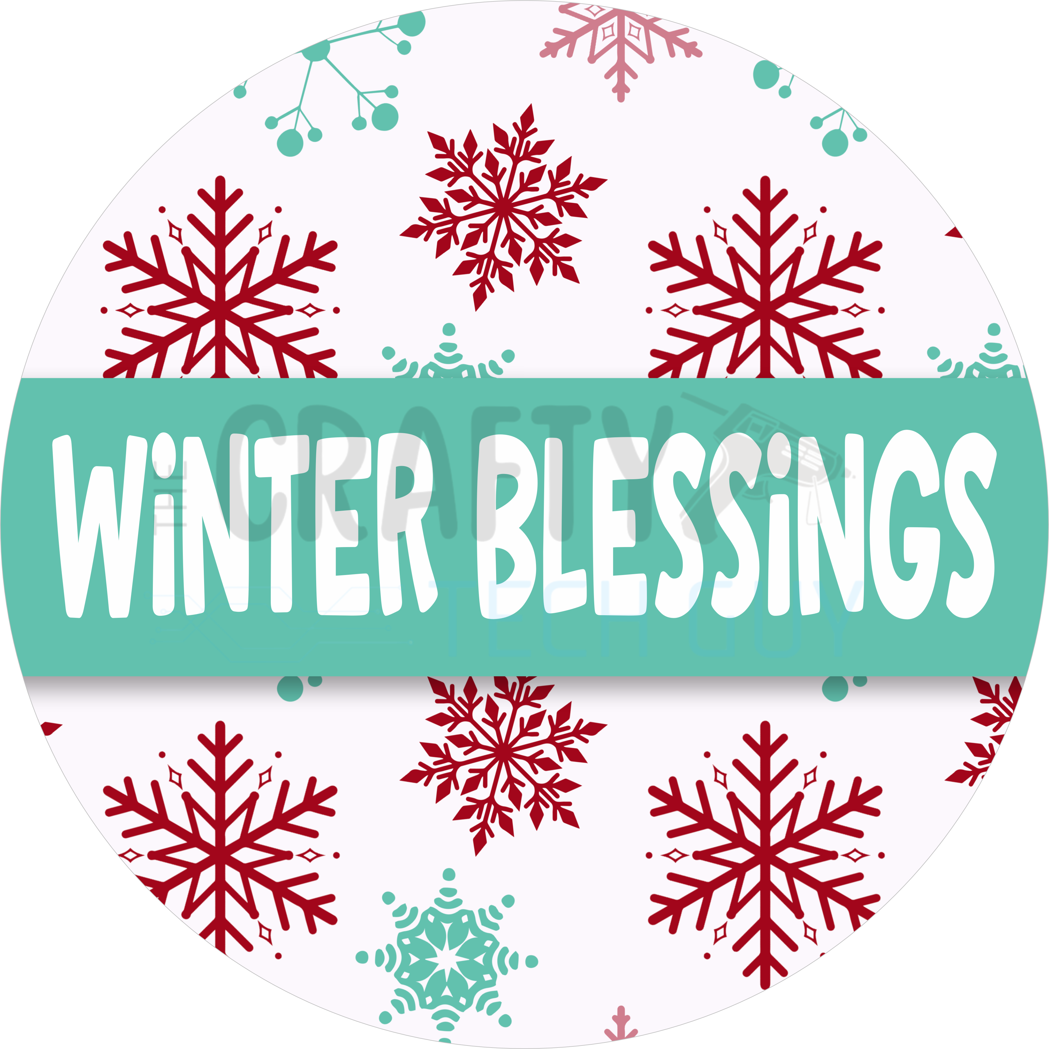 Teal & Red Winter Blessings Round