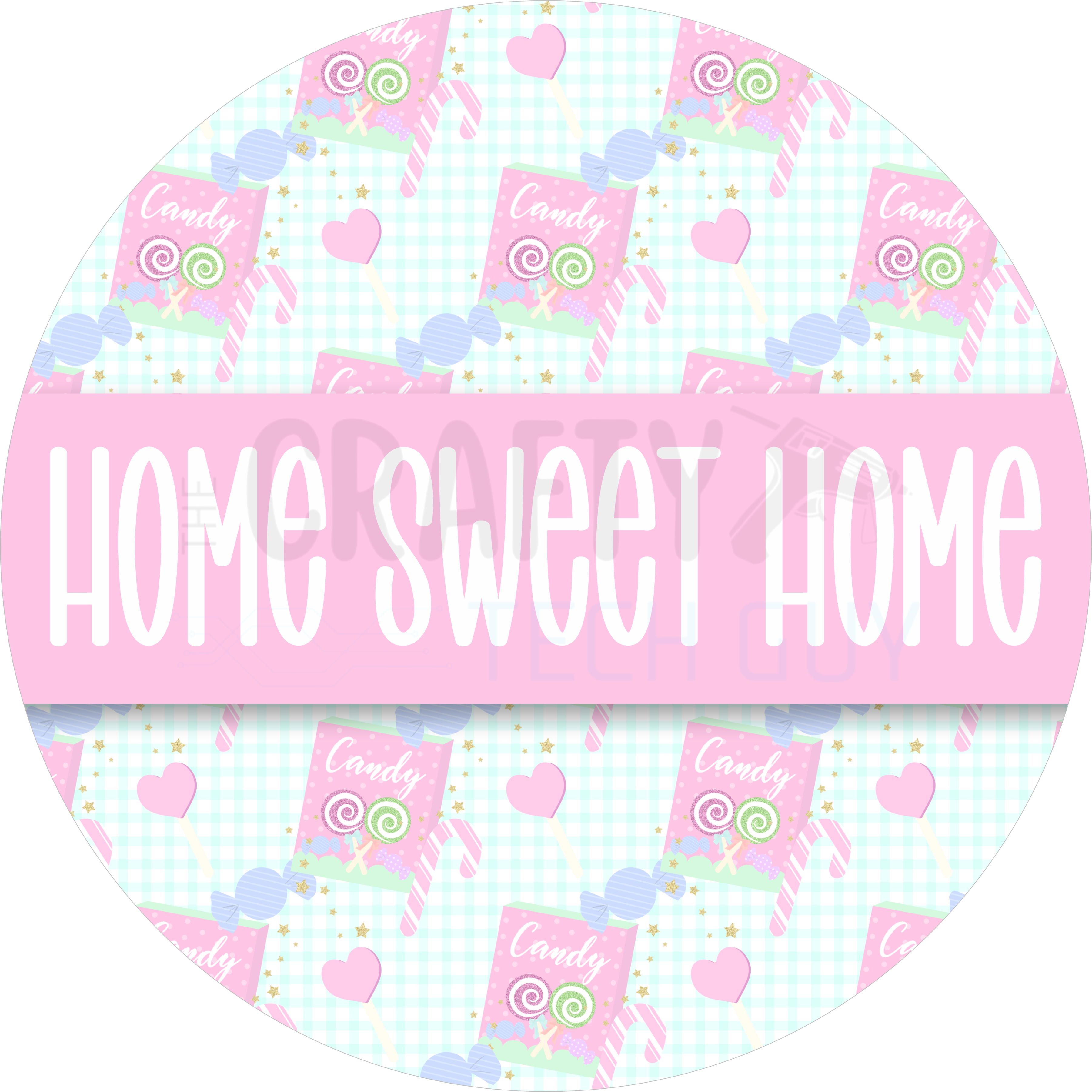 Pink Christmas Home Sweet Home Candy Sign – Pastel Kitchen & Entryway Décor