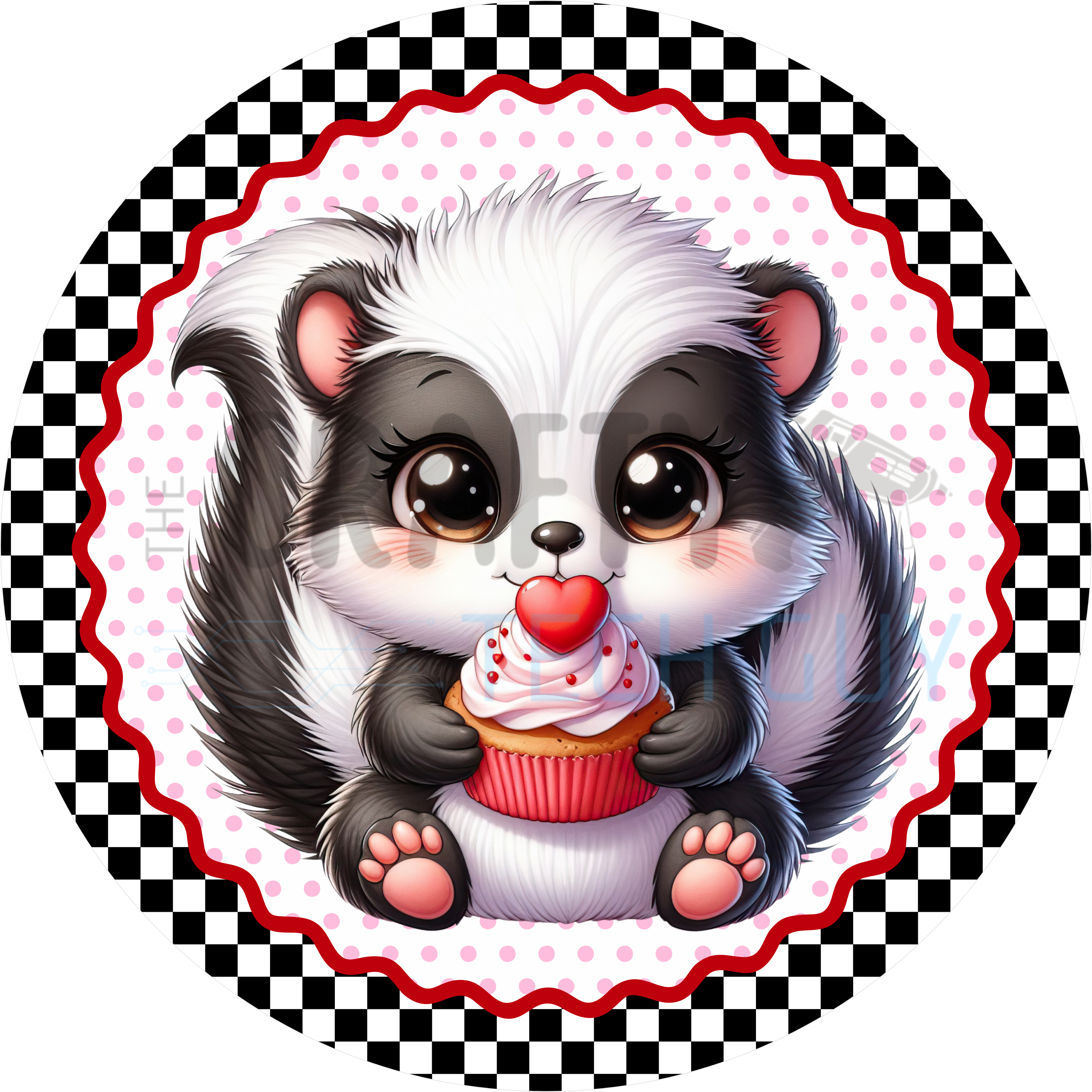 Cute Skunk Valentine Wreath Sign – Cupcake Heart Door Decor for Sweet Seasonal Displays