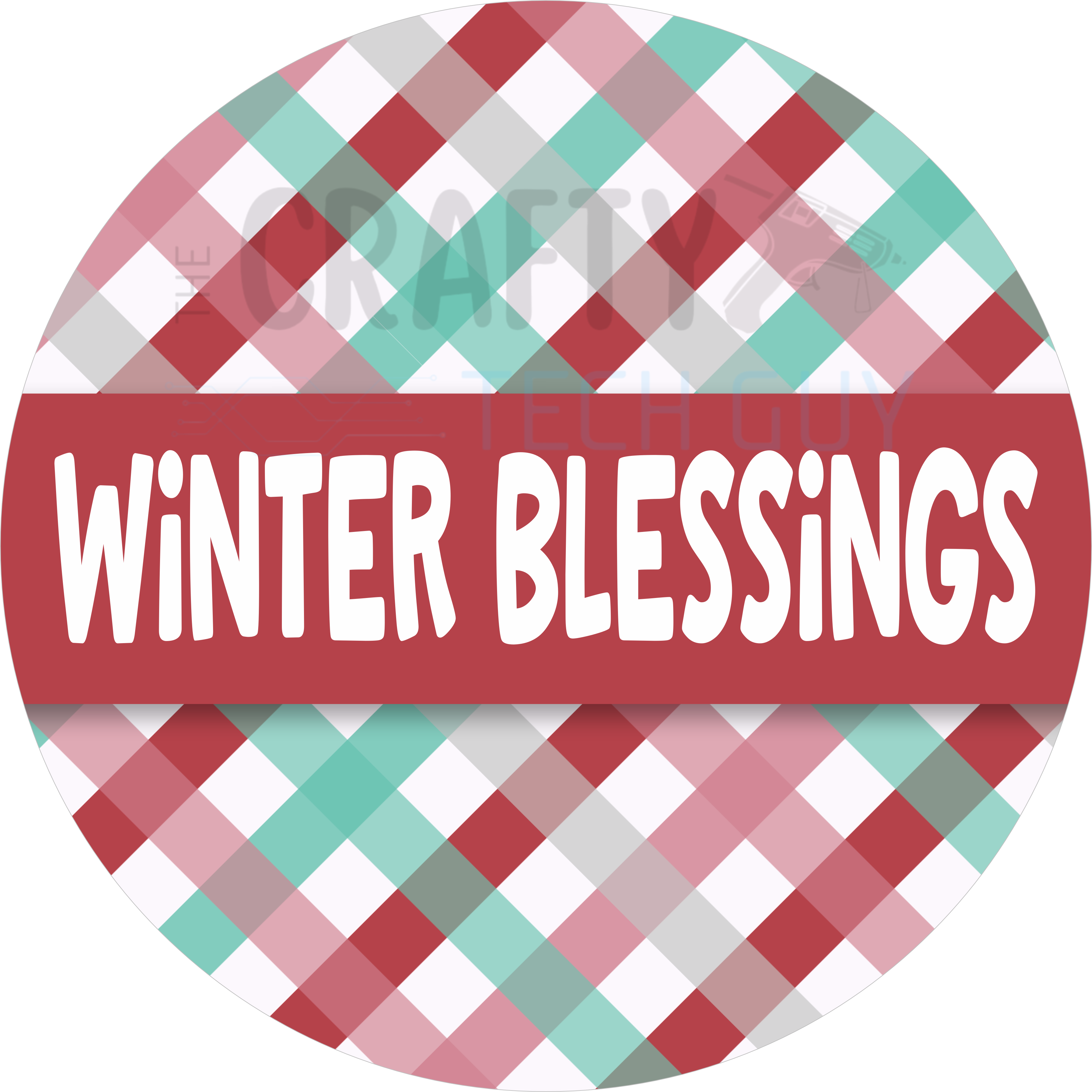 Winter Blessings Gingham Door Sign