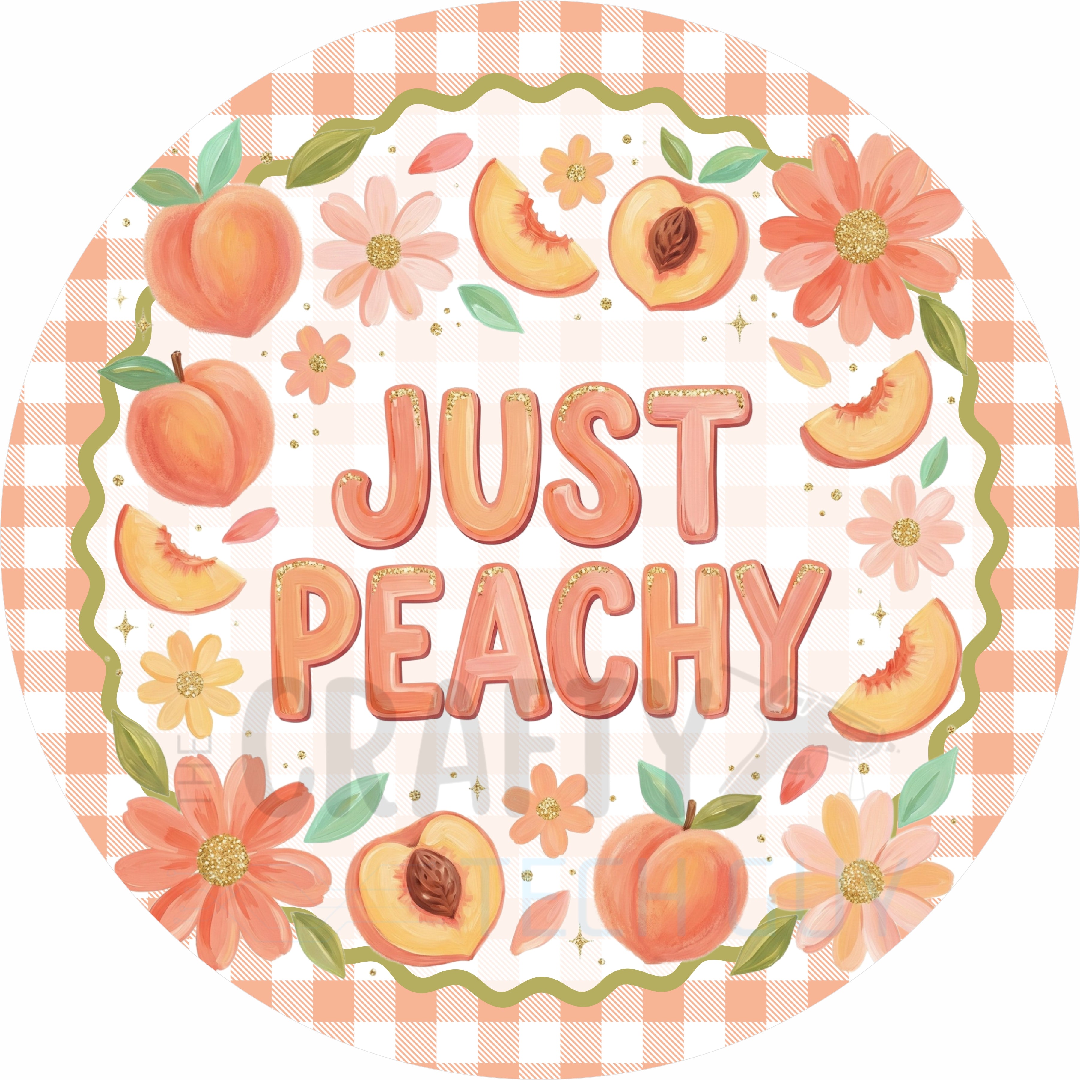 Just Peachy Floral Round Wreath Sign
