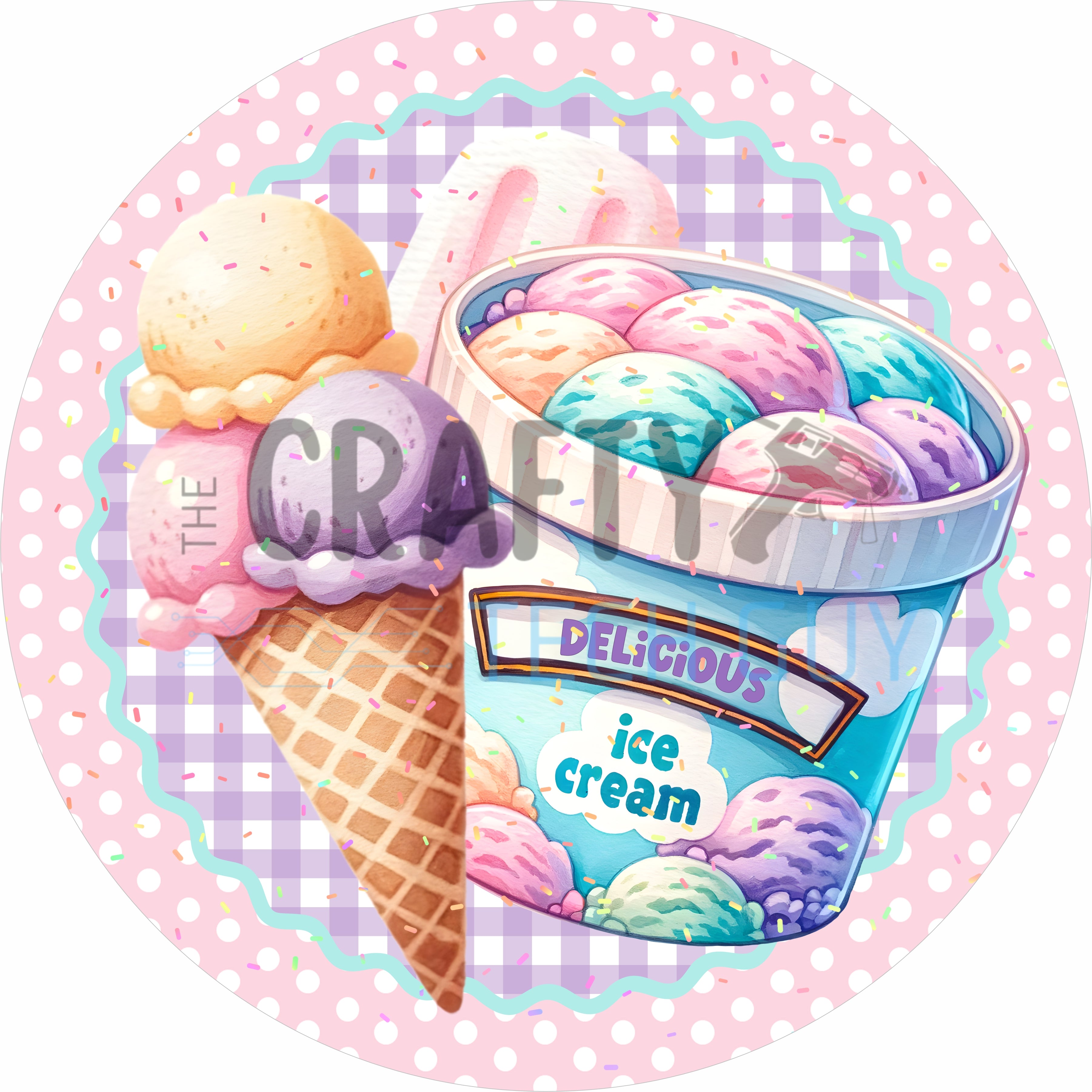 Sweet Ice Cream Shop Pastel Summer Round Wreath Sign