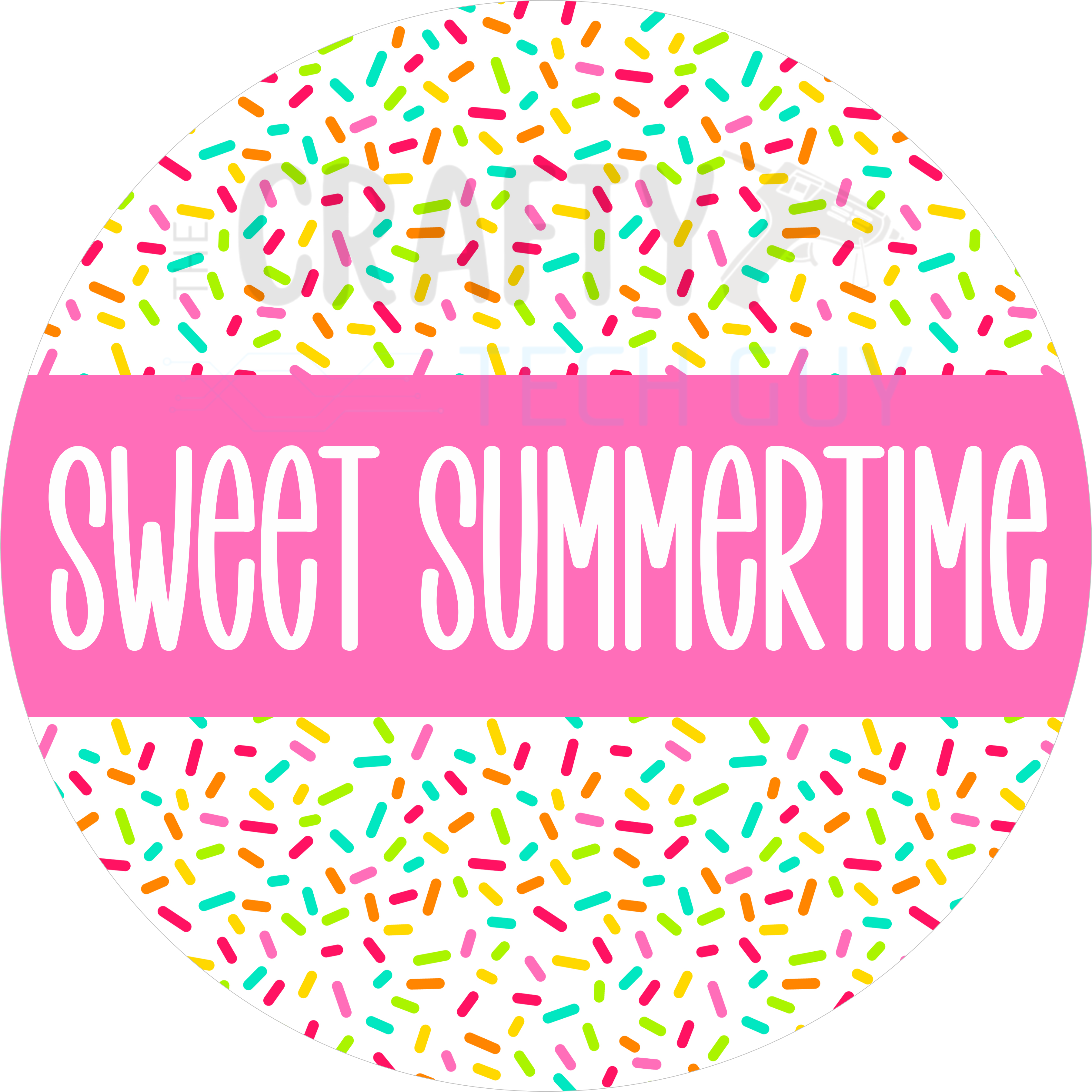 Sweet Summertime Sprinkle Pattern Wreath Sign – Bright Pink Summer Door Decor for Wreaths and Home Displays