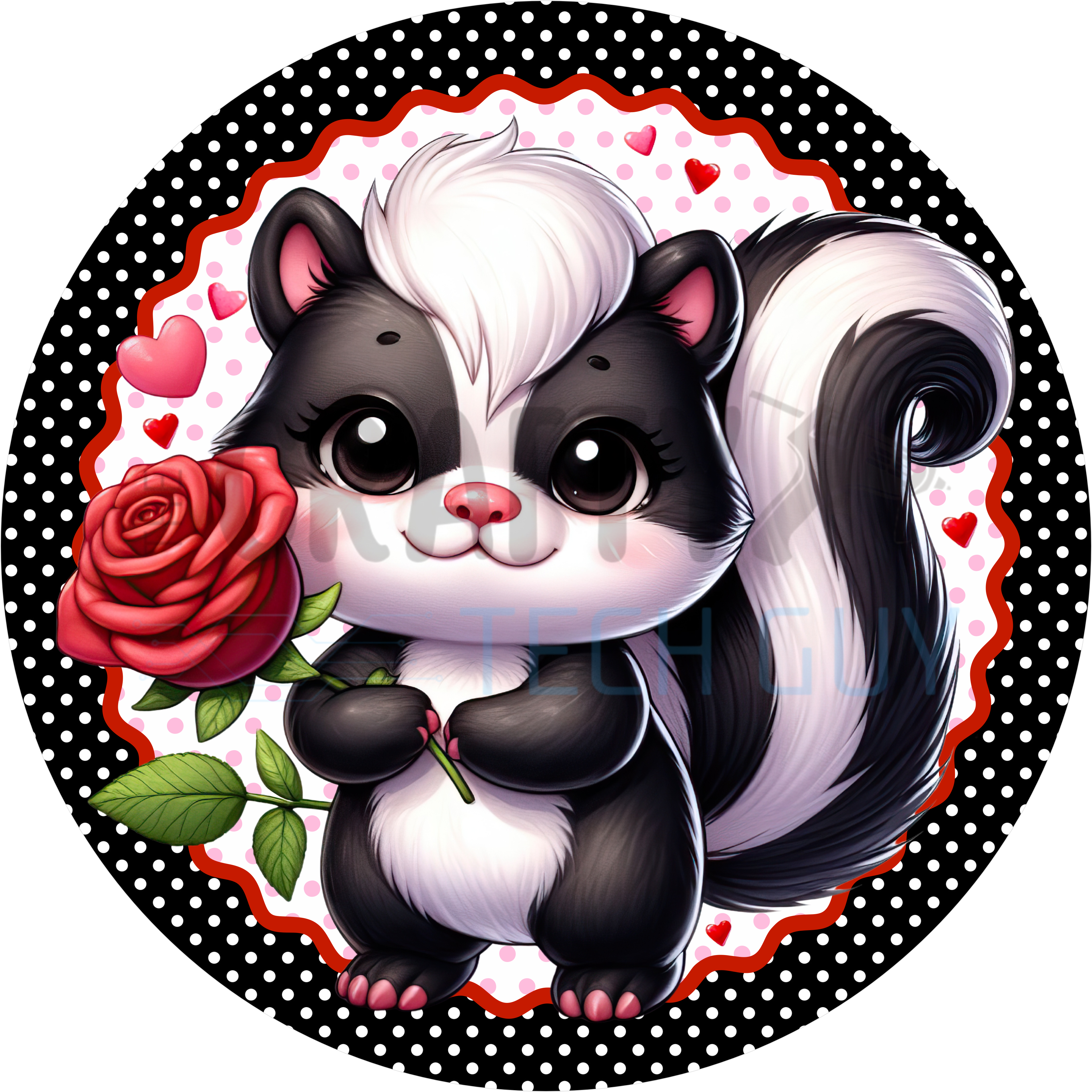 Valentine Skunk Wreath Sign – Cute Rose Holding Skunk Door Decor for Valentine’s Day