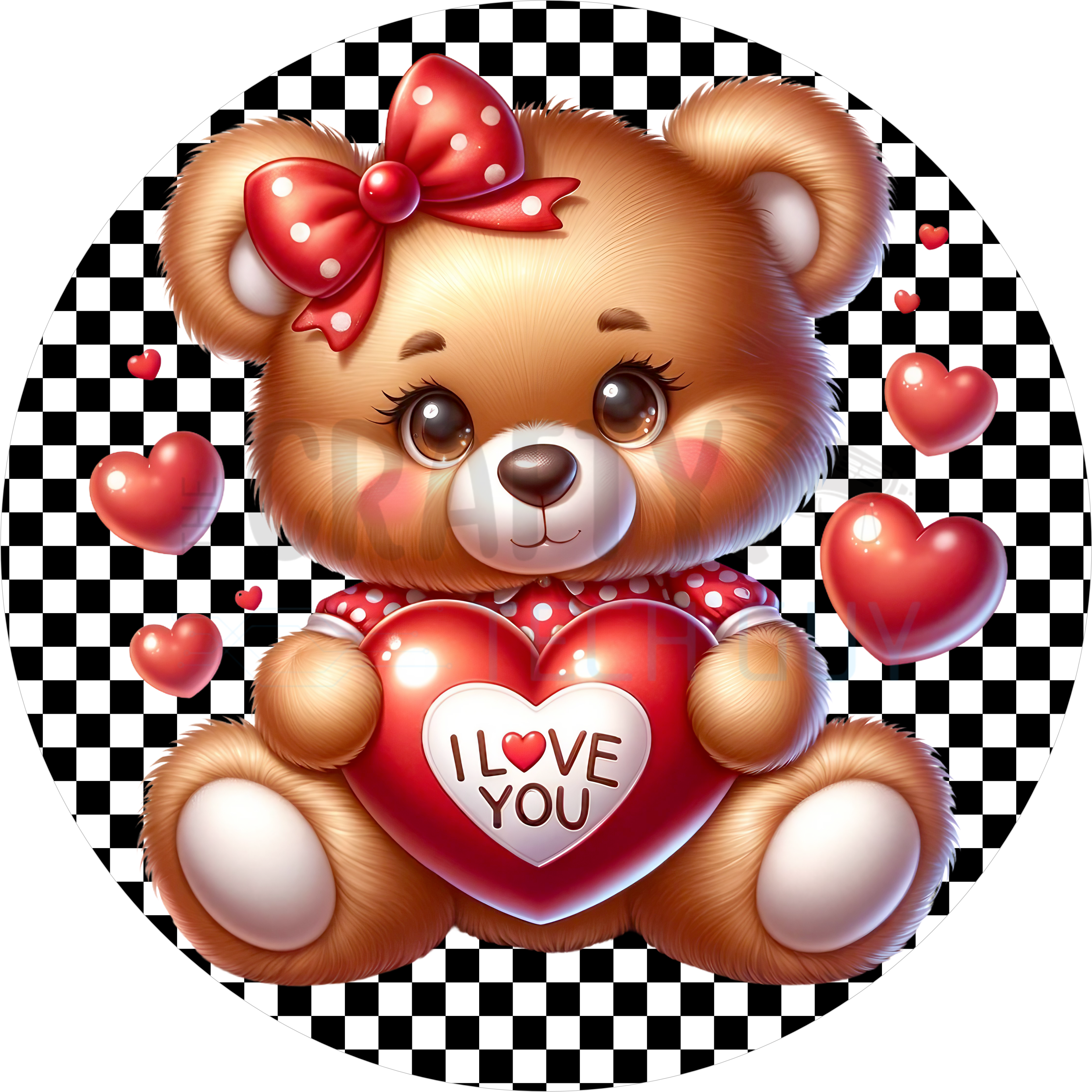 Valentine I Love You Teddy Bear Sign