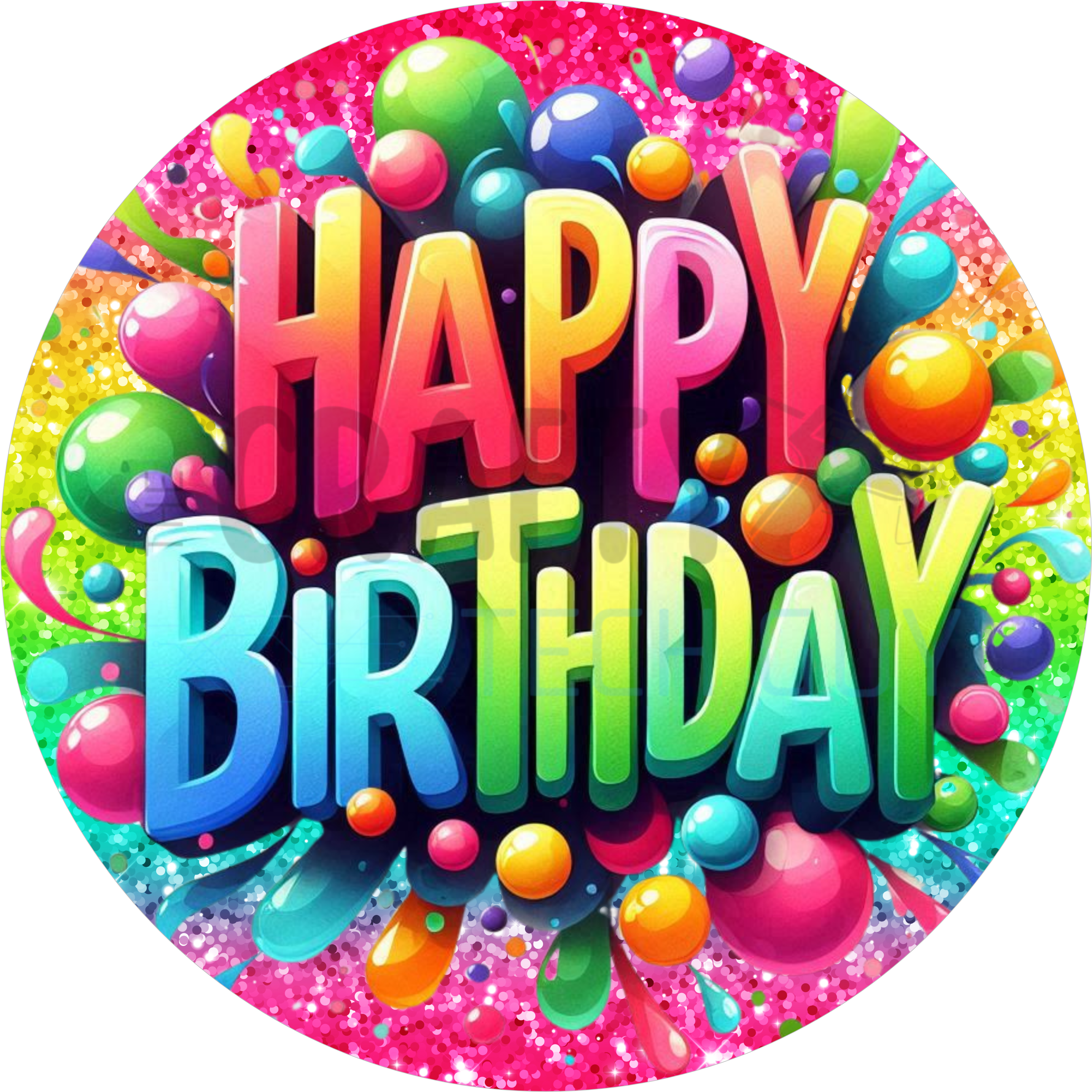 Colorful Happy Birthday Wreath Sign – Rainbow Glitter Birthday Door Decor Celebration Sign
