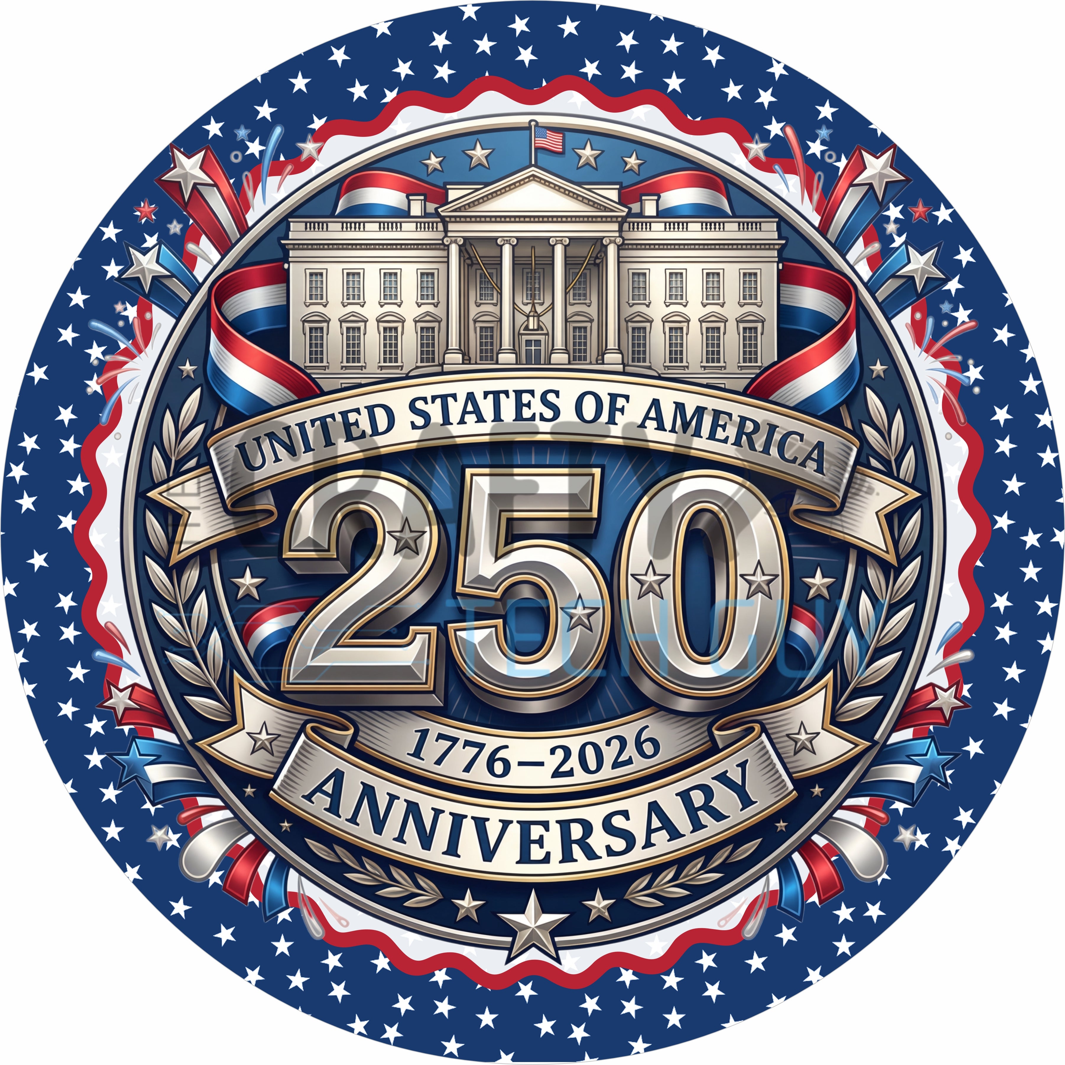 USA 250th Anniversary Patriotic Celebration Round Wreath Sign