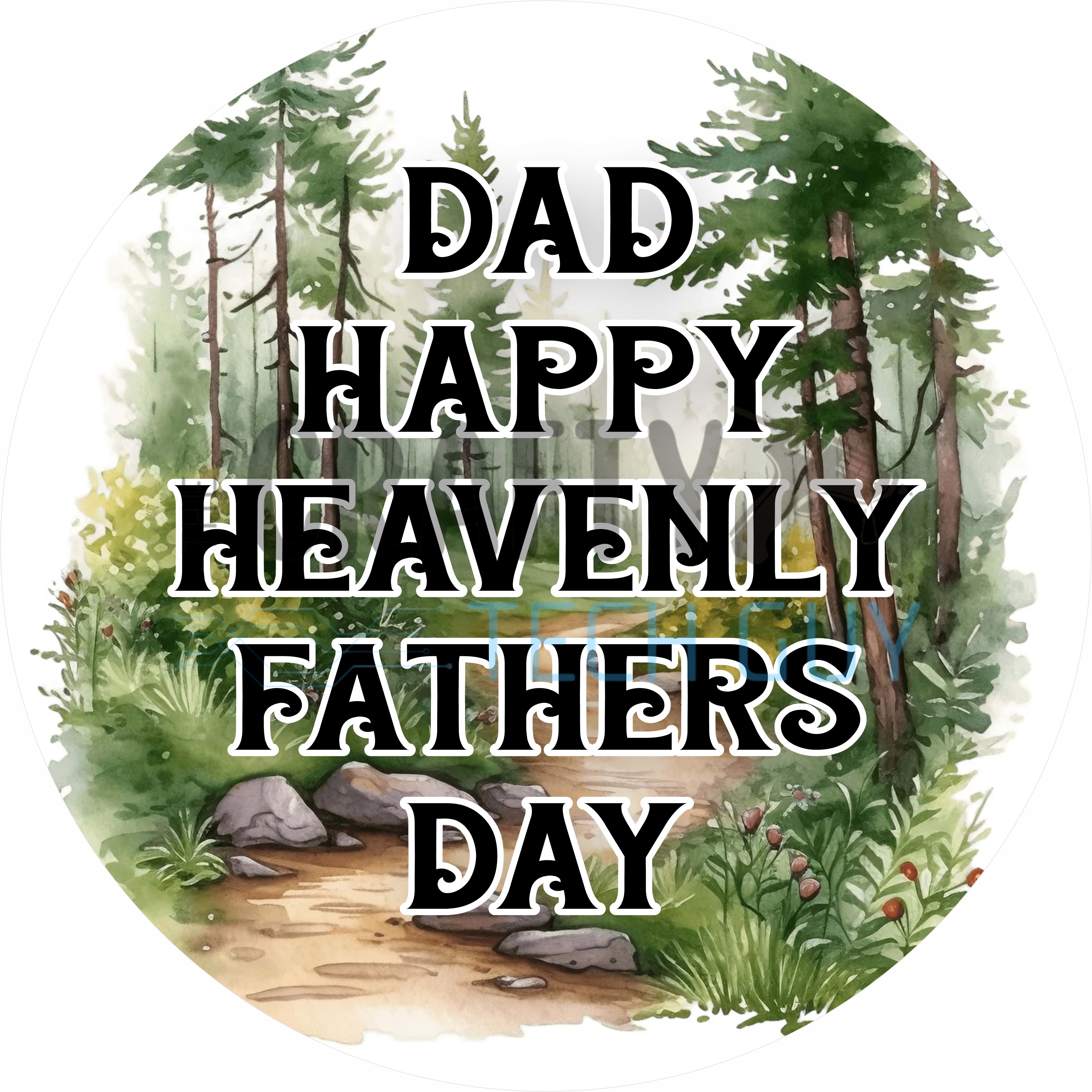 Heavenly Father’s Day Dad Forest Round Wreath Sign