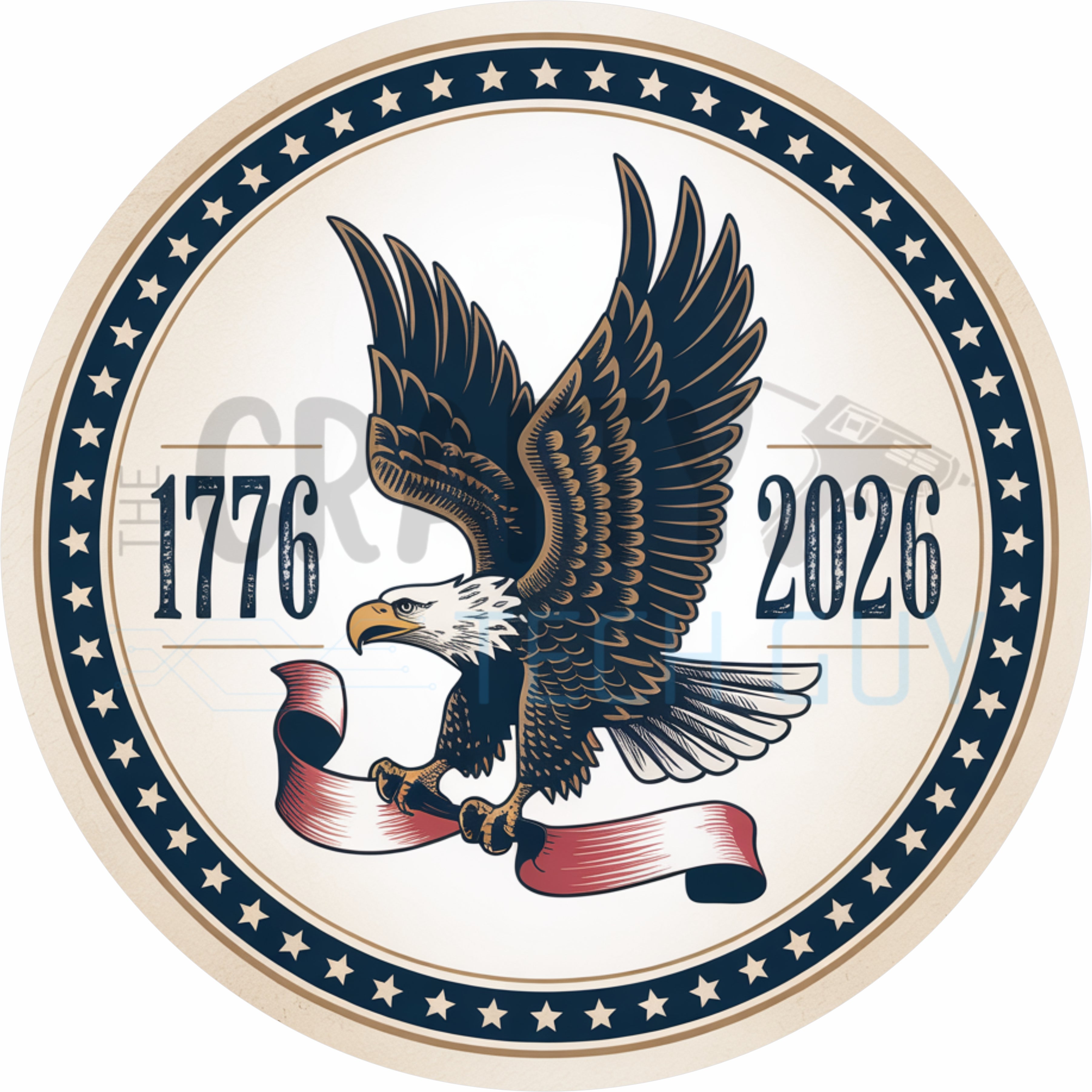 America 250 Patriotic Eagle 1776–2026 Americana Round Wreath Sign