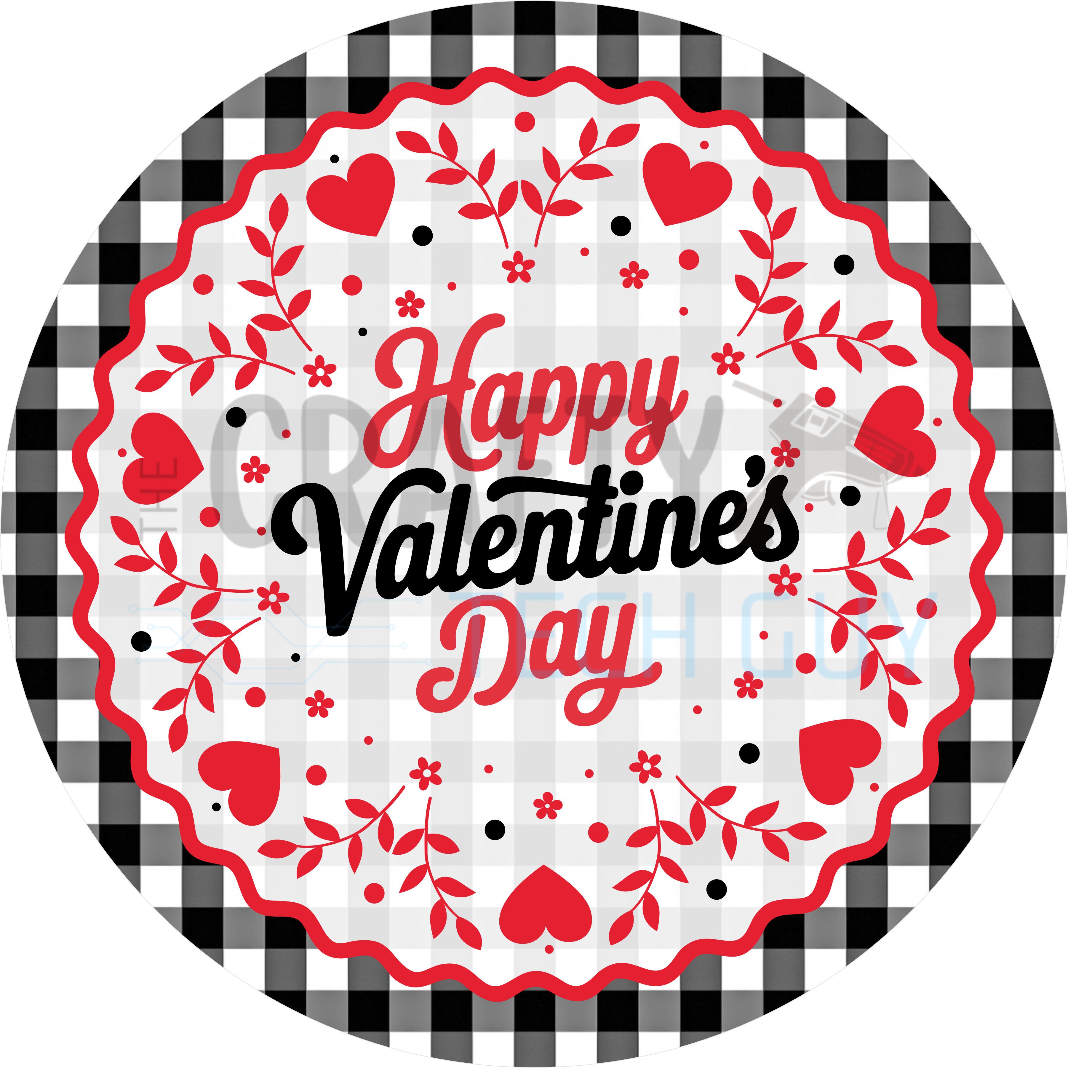 Buffalo Plaid Happy Valentine’s Day Round Wreath Sign