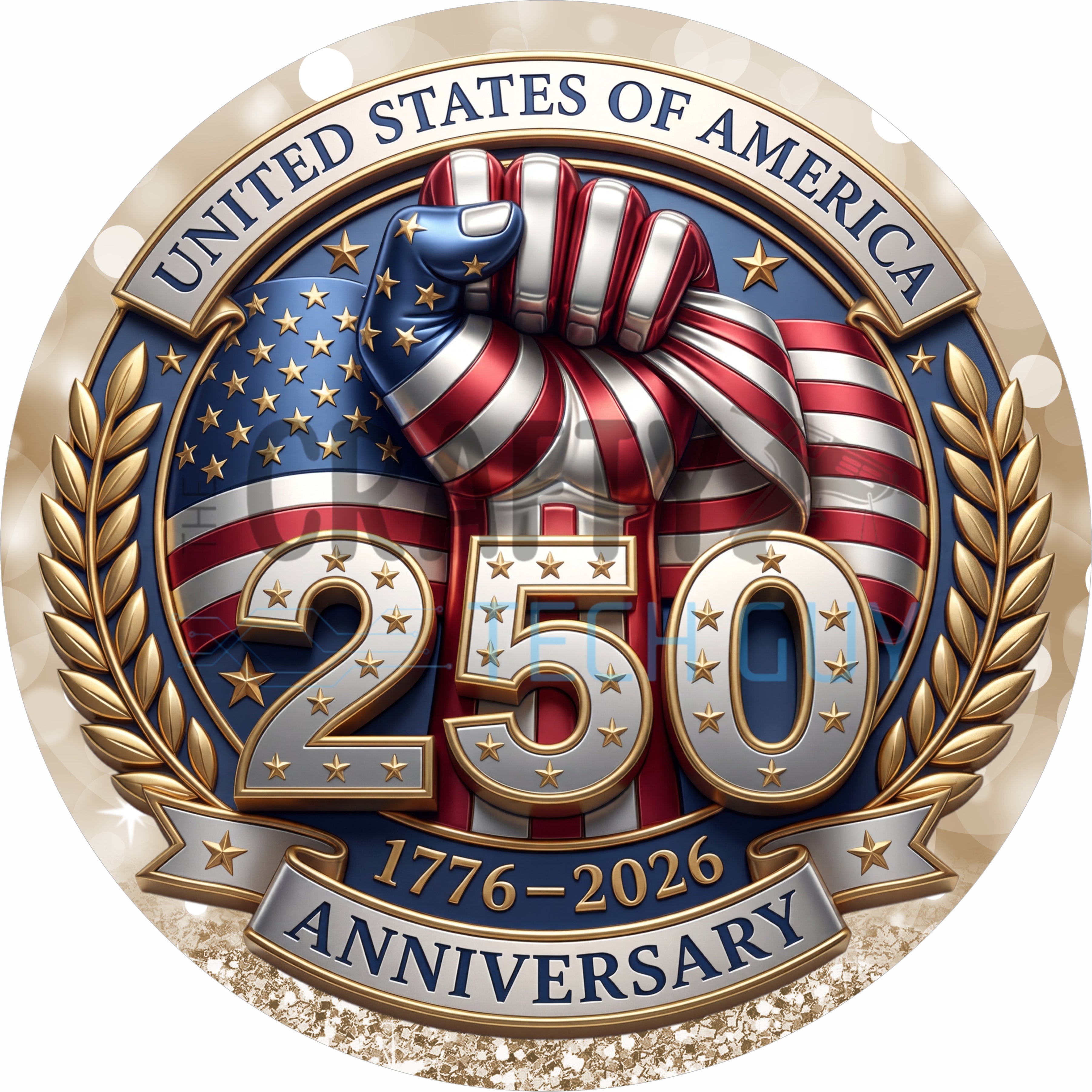 United States 250th Anniversary Patriotic Round Wreath Sign