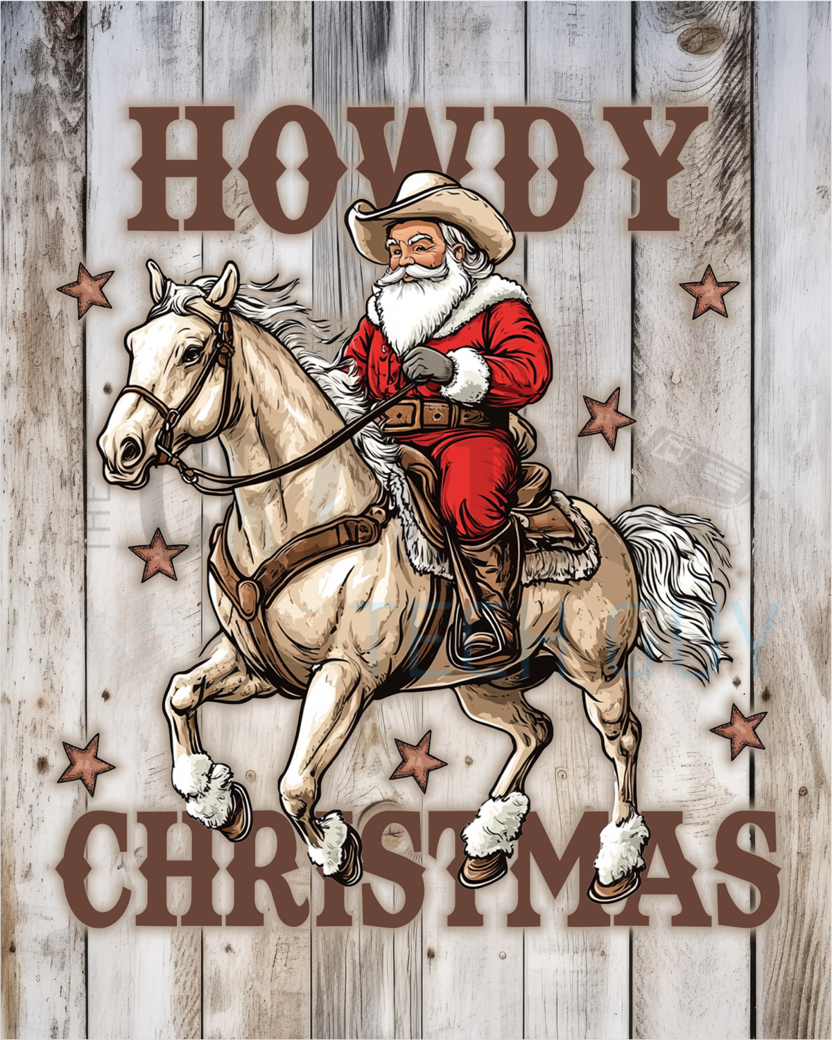 Western Cowboy Santa Riding Horse Christmas Sign – Rustic Holiday Deco